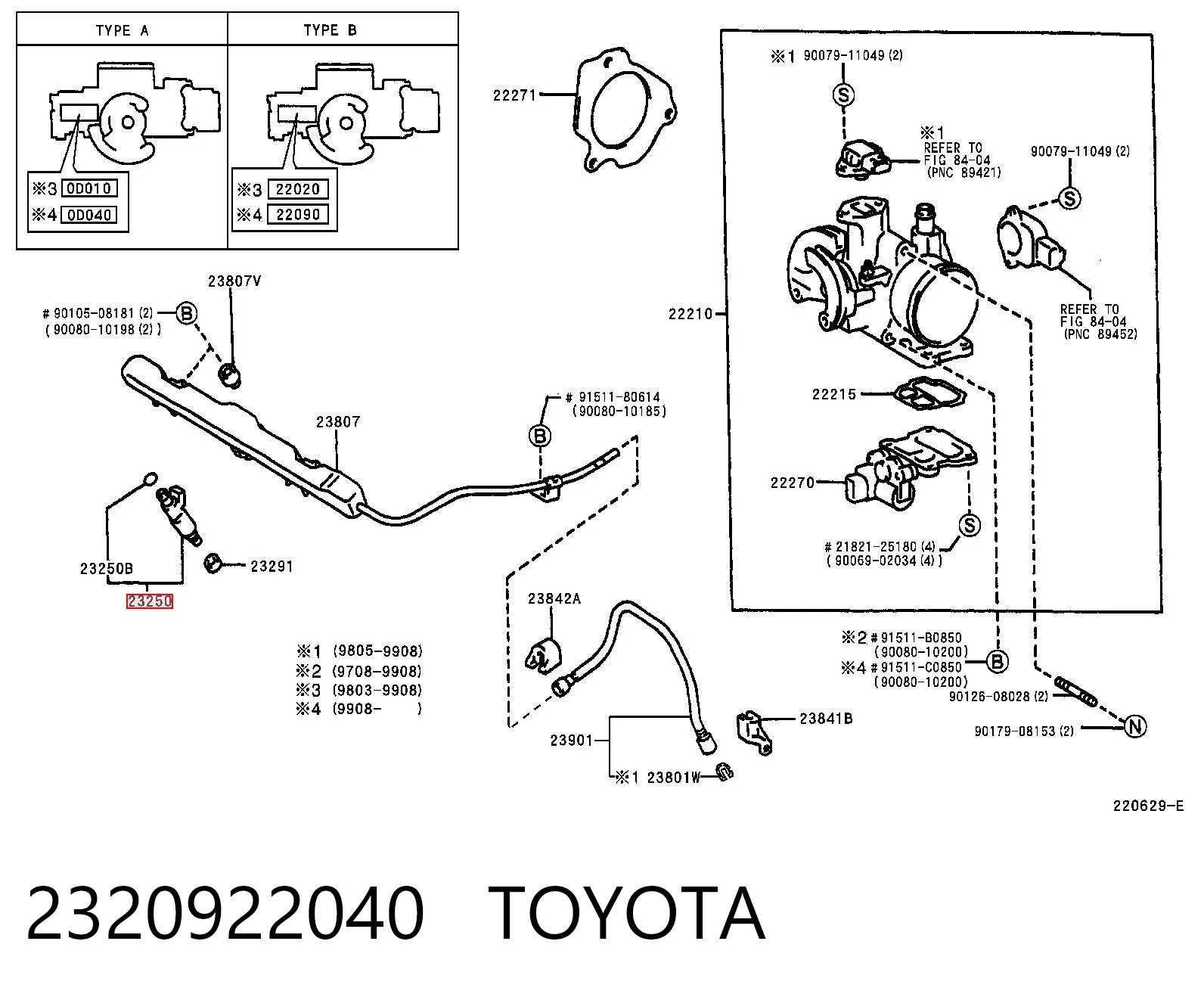 2320922040 Toyota Injetor de injeção de combustível