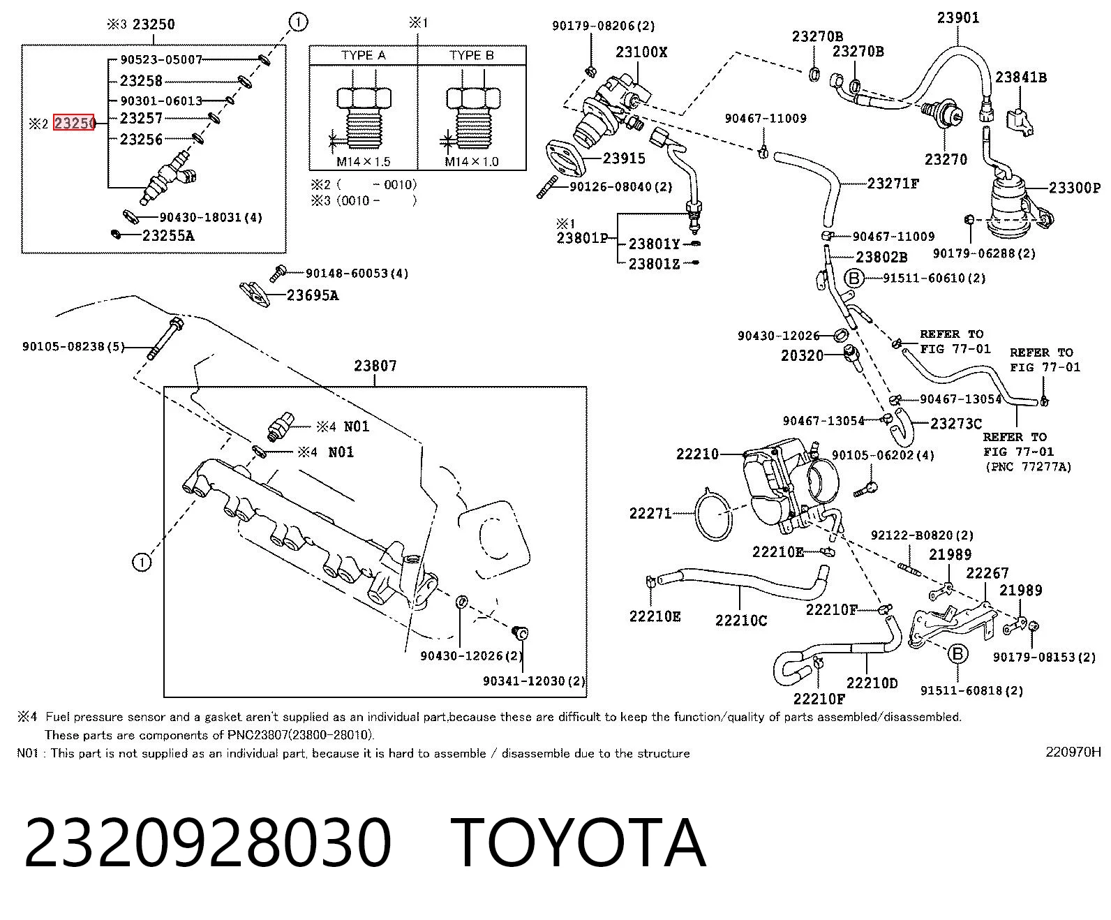 2320928030 Toyota Injetor de injeção de combustível
