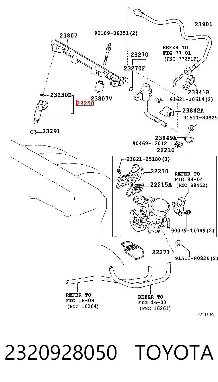 2320928050 Toyota Injetor de injeção de combustível