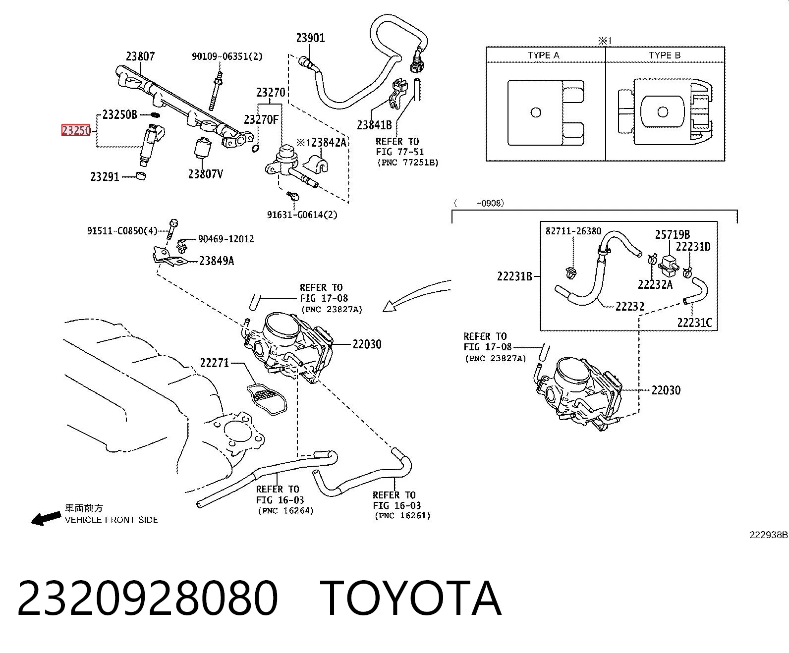 2320928080 Toyota Injetor de injeção de combustível