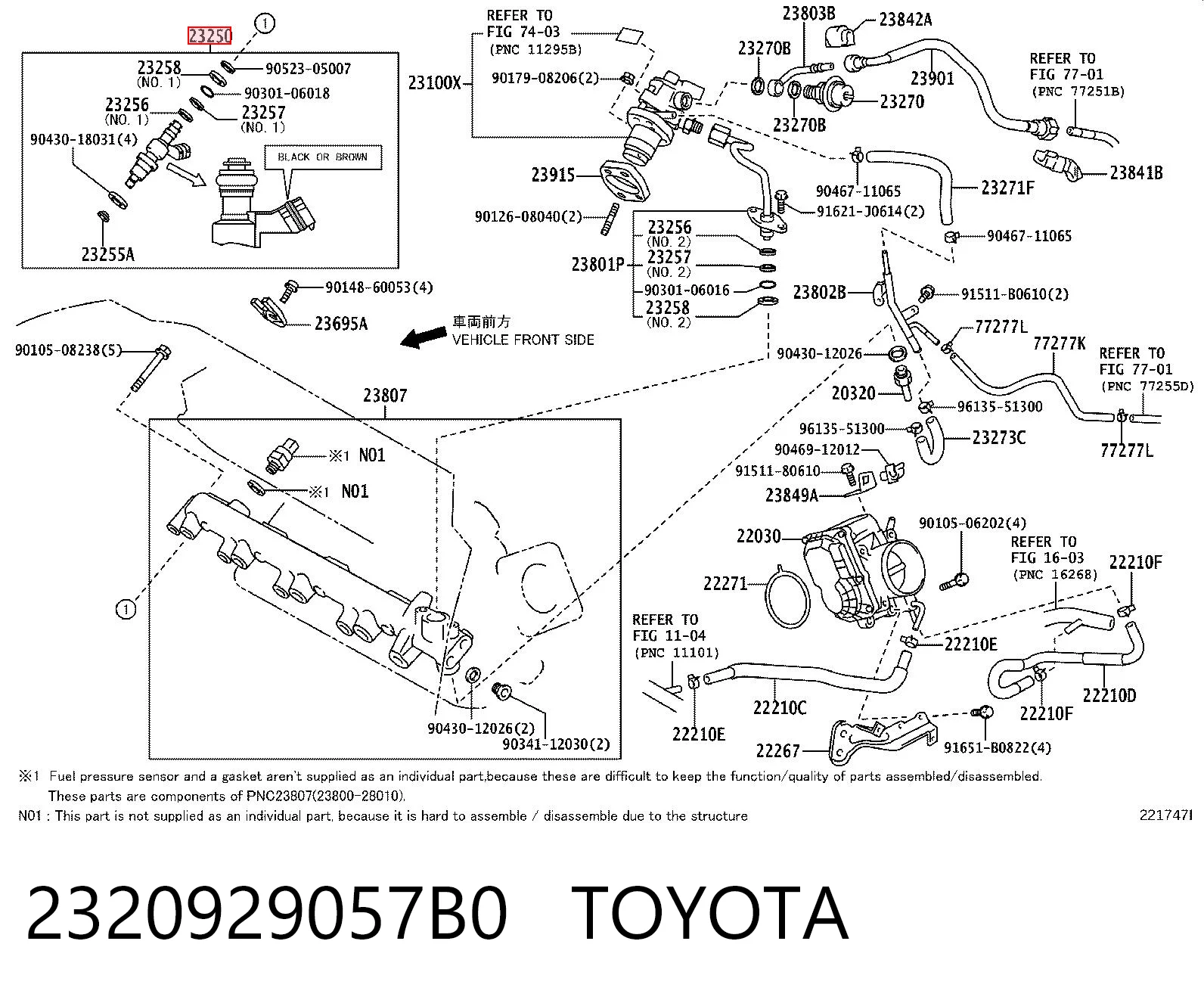 2320929057B0 Toyota Injetor de injeção de combustível
