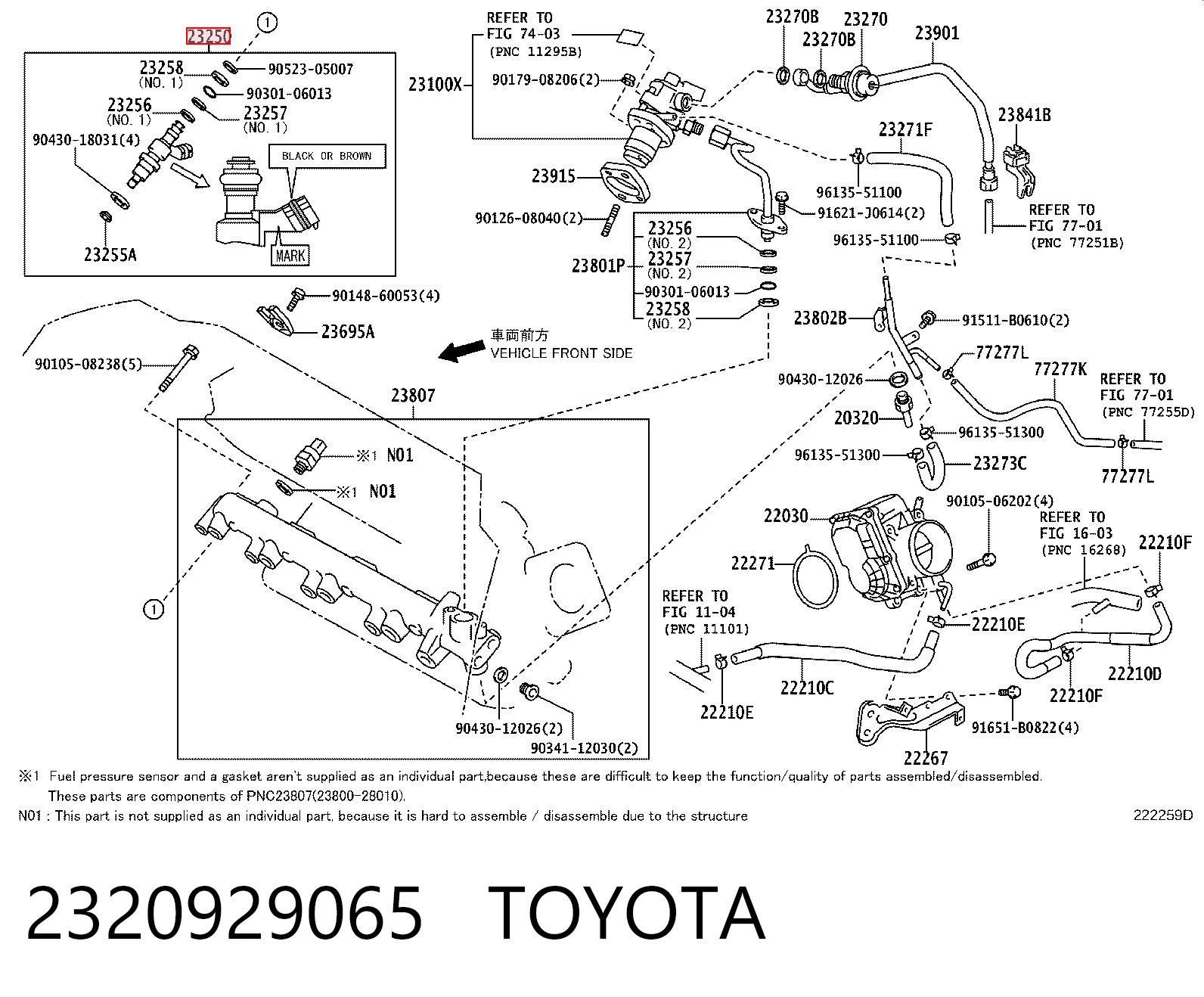 2320929065 Toyota Injetor de injeção de combustível