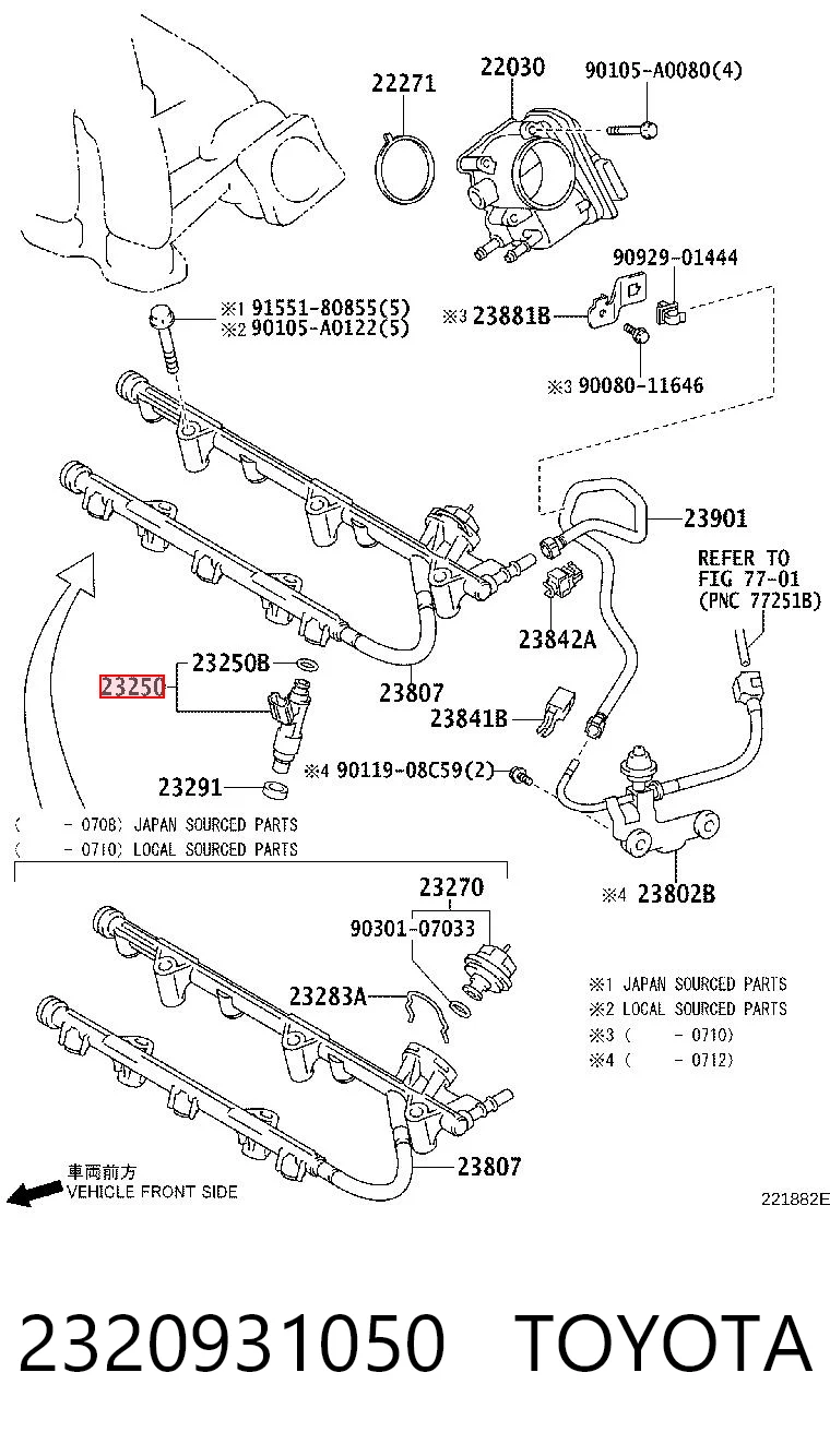 2320931050 Toyota Injetor de injeção de combustível