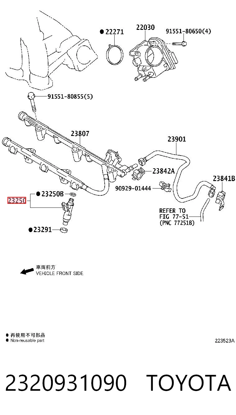 2320931090 Toyota Injetor de injeção de combustível