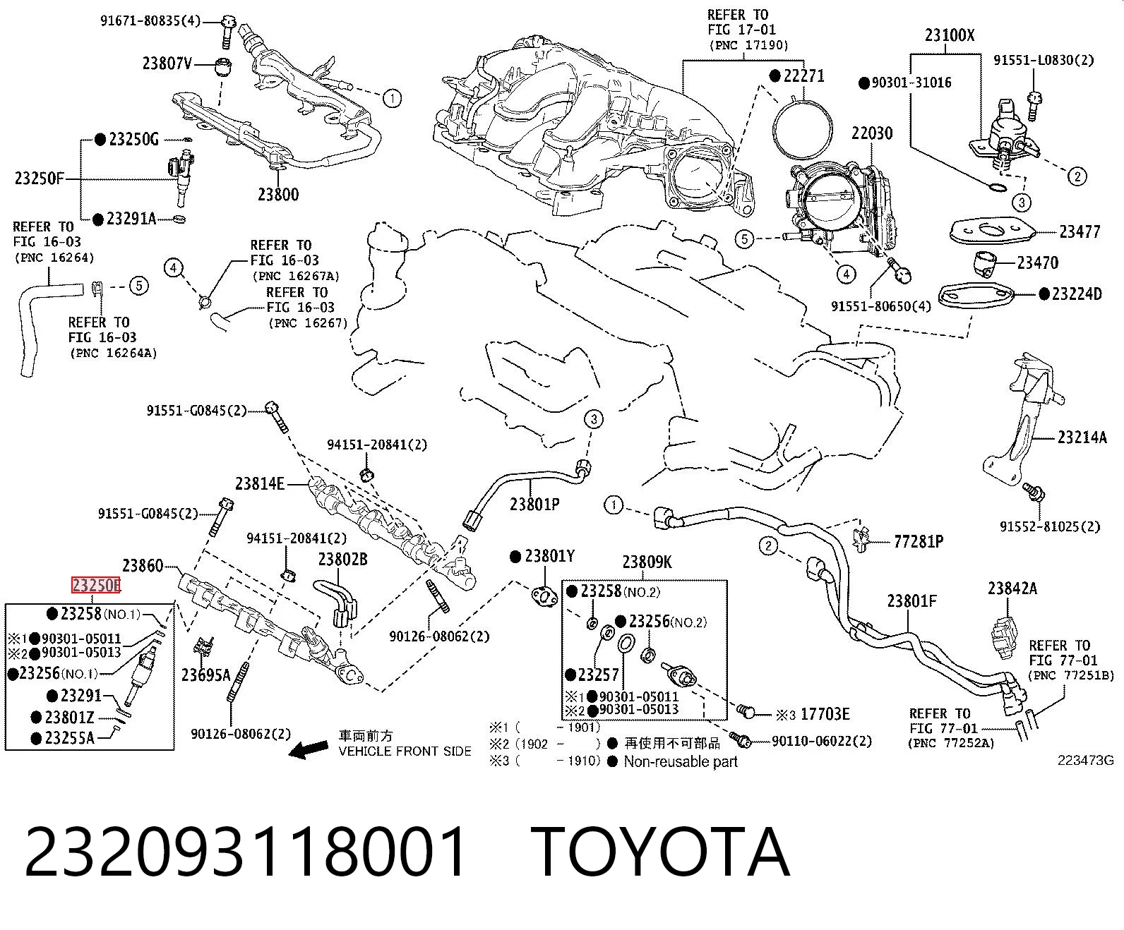 232093118001 Toyota Injetor de injeção de combustível