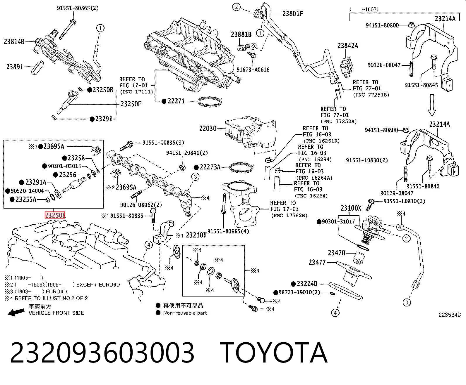 232093603003 Toyota Injetor de injeção de combustível