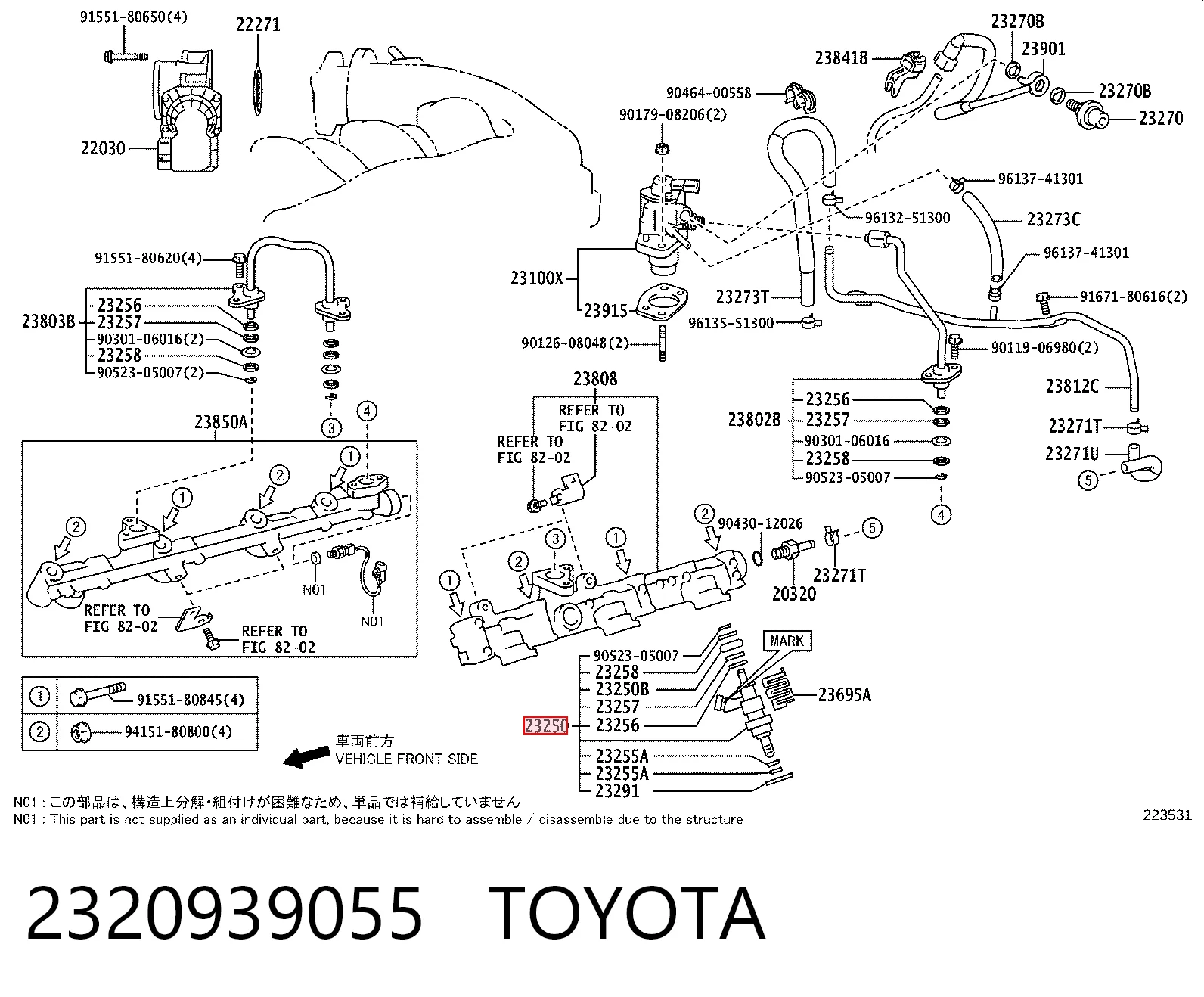 2320939055 Toyota Injetor de injeção de combustível