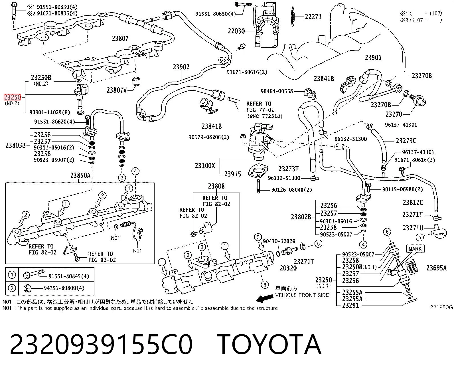 2320939155C0 Toyota Injetor de injeção de combustível