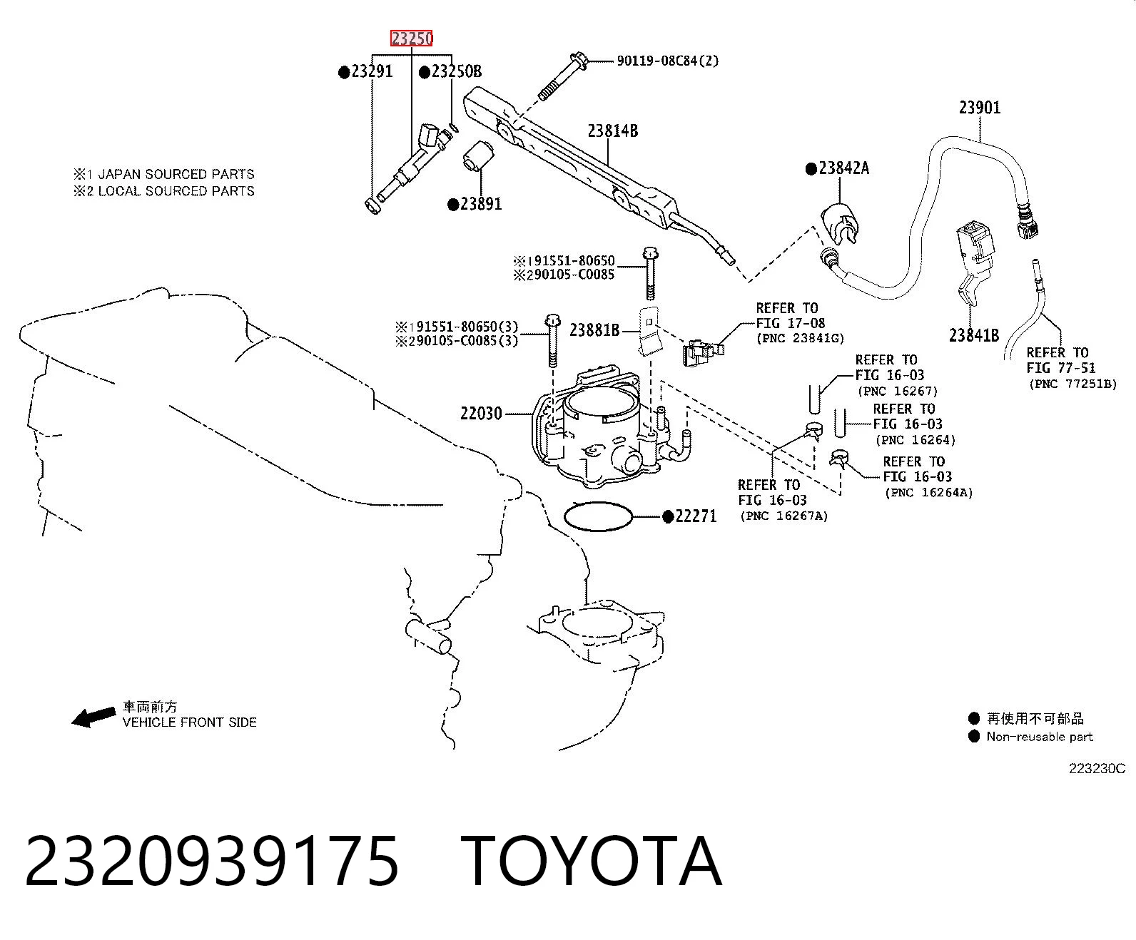 2320939175 Toyota Injetor de injeção de combustível