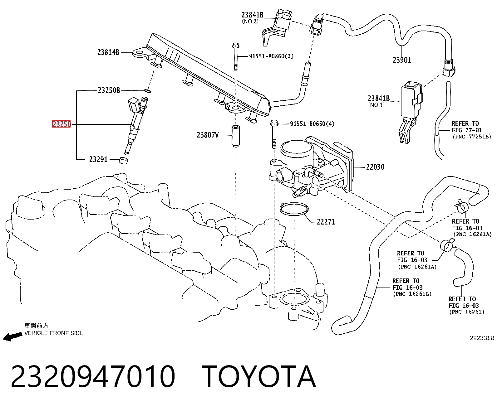 2320947010 Toyota Injetor de injeção de combustível