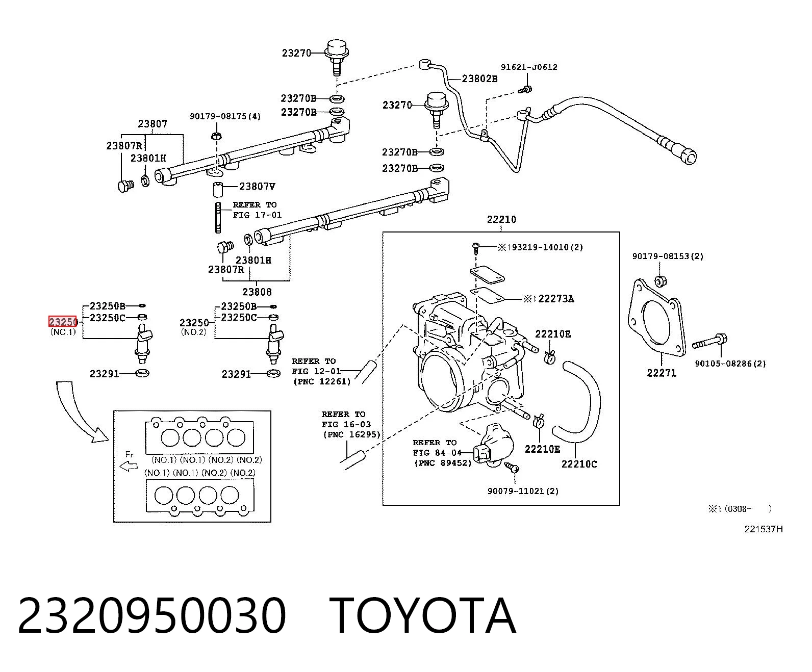 2320950030 Toyota Injetor de injeção de combustível