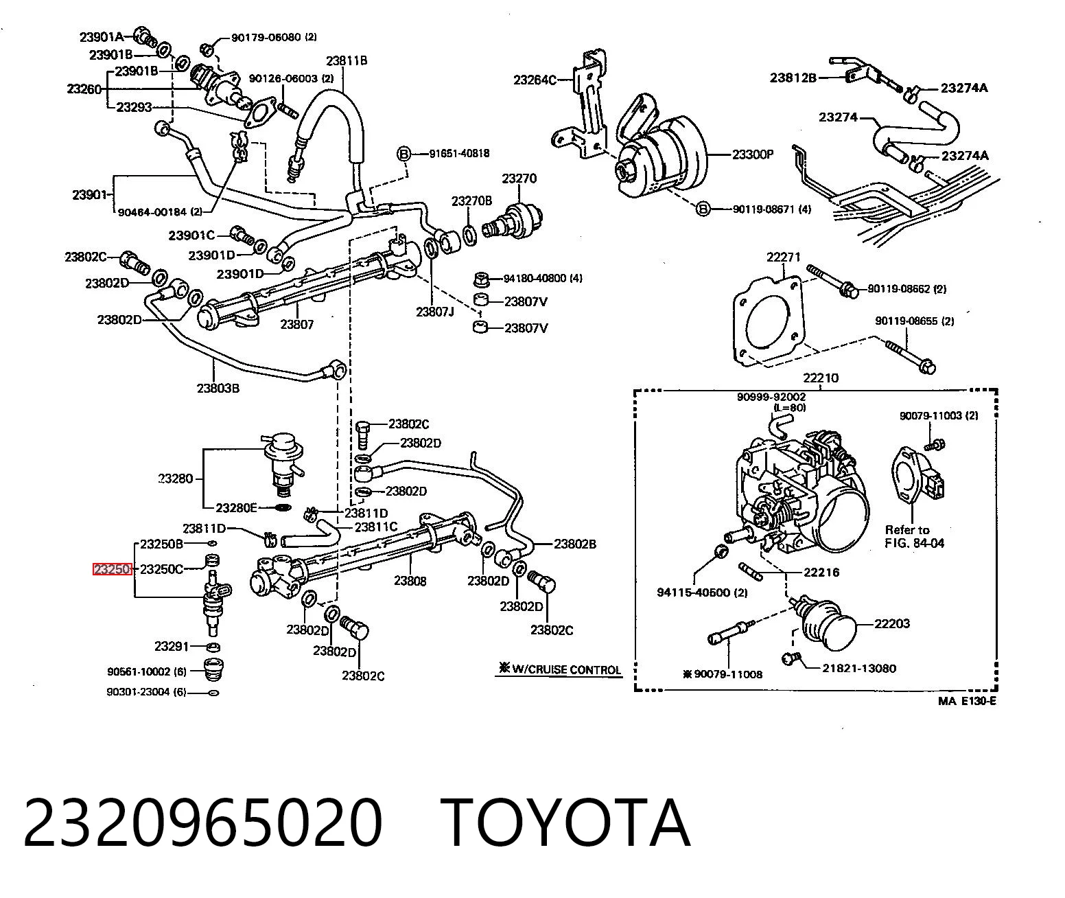 Injetor de injeção de combustível para Toyota 4 Runner  N130