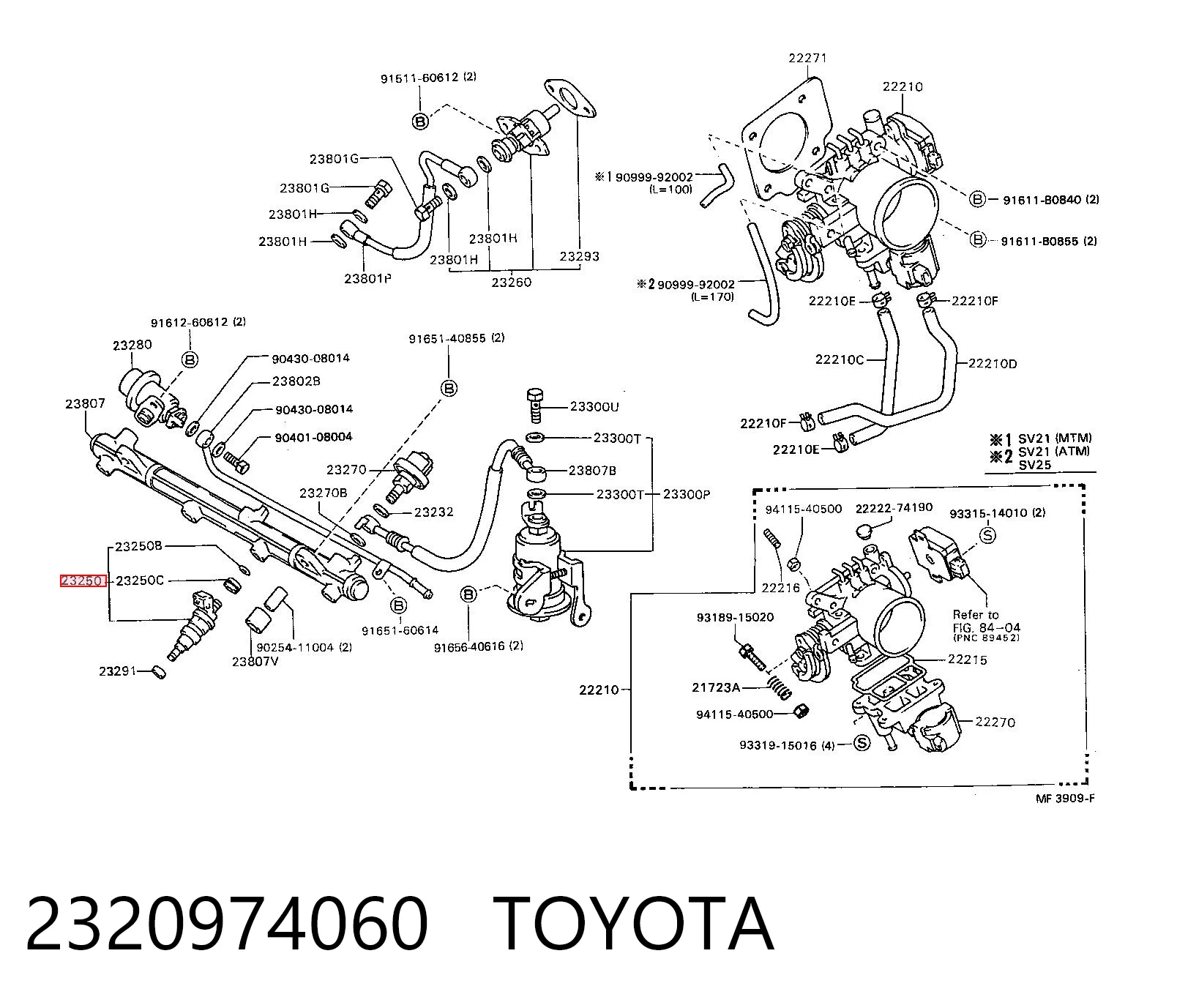 Injetor de injeção de combustível para Toyota Camry II V2