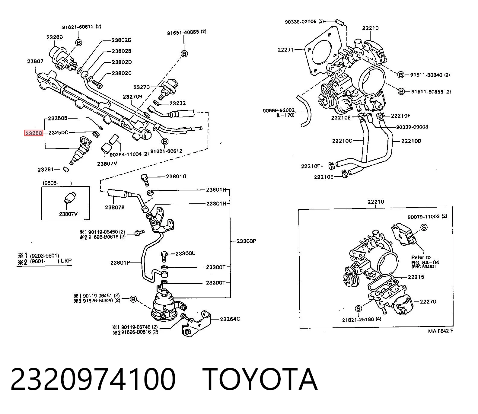 2320974100 Toyota Injetor de injeção de combustível