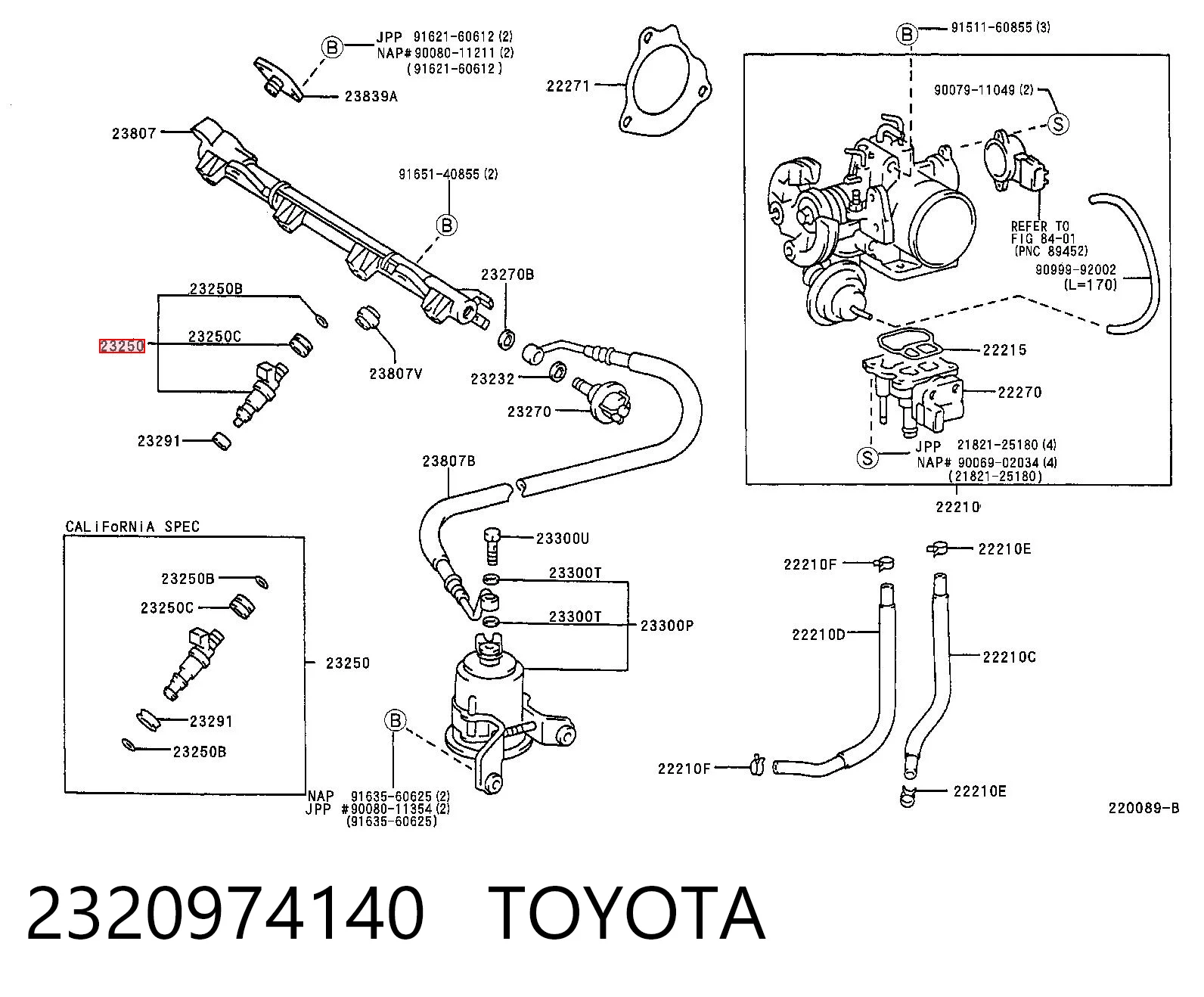 Injetor de injeção de combustível para Toyota RAV4 I Cabrio SXA 10