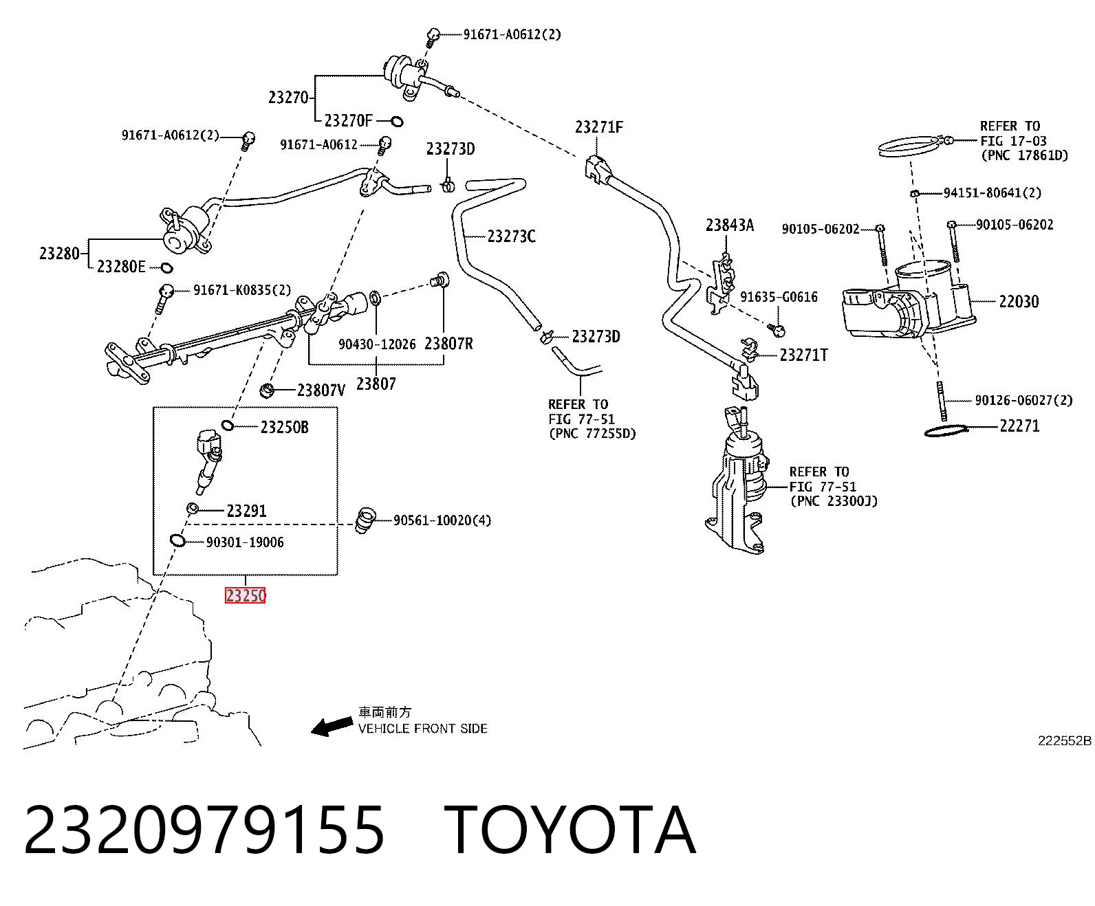 2320979155 Toyota Injetor de injeção de combustível