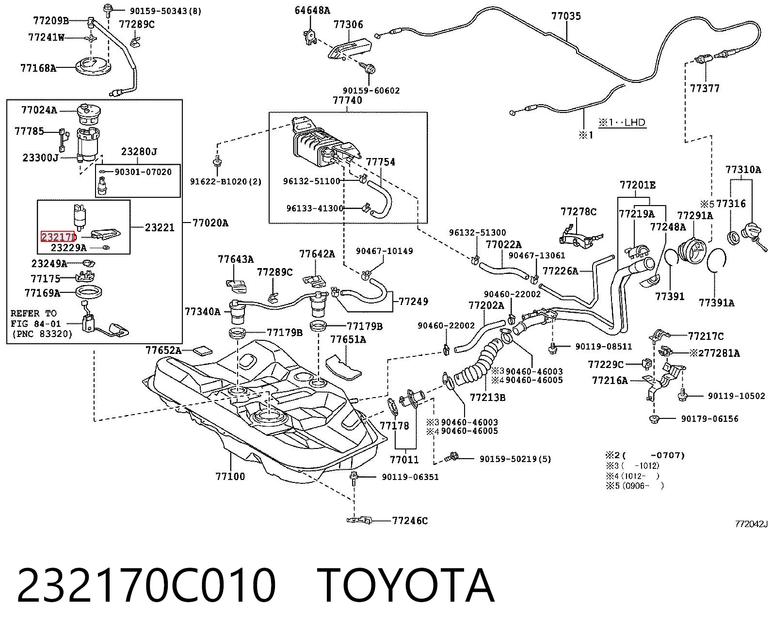 232170C010 Toyota Filtro de combustível