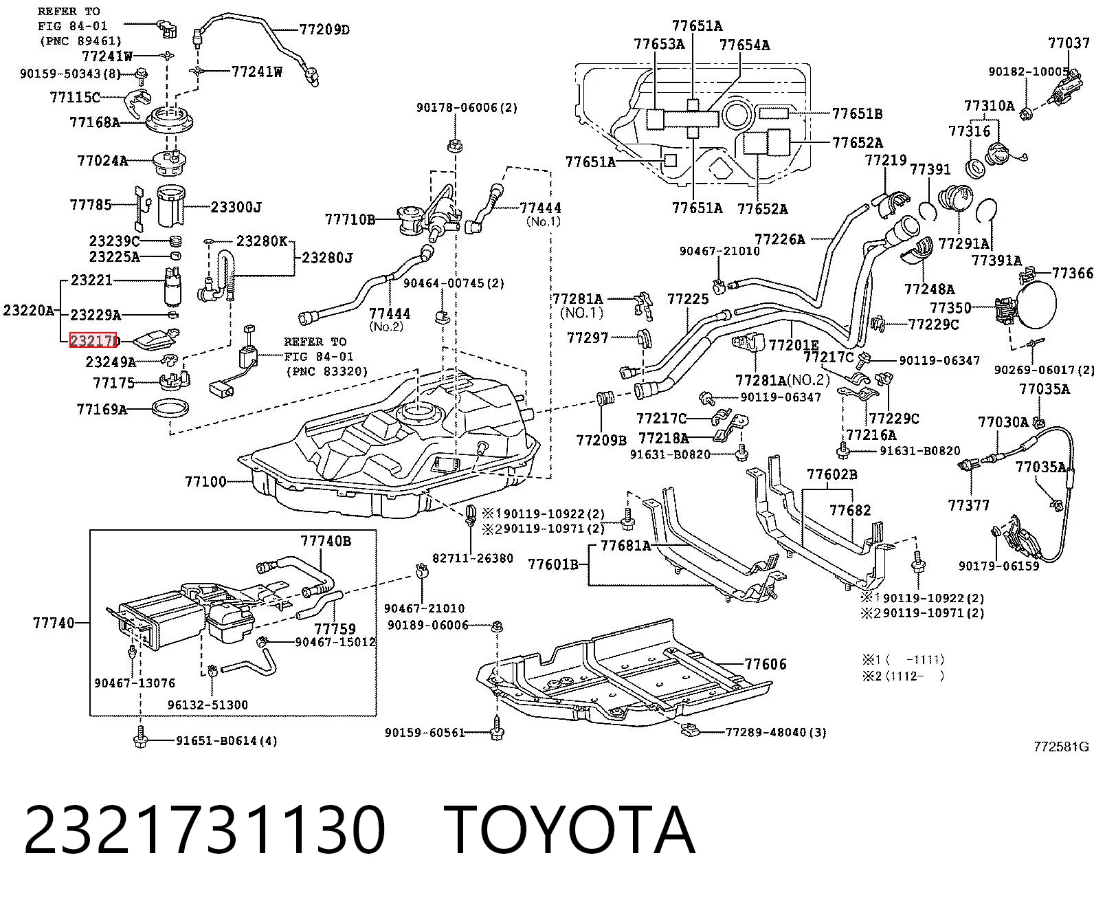 2321731130 Toyota Filtro de combustível