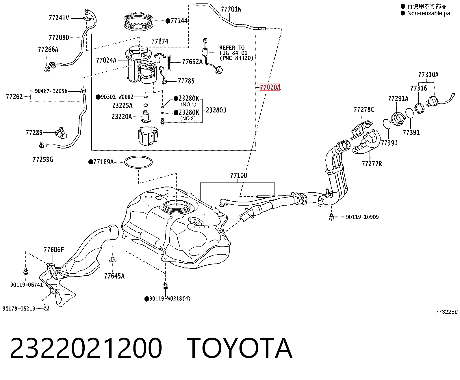 Bomba de combustível elétrica submersível Toyota 2322021200 preço, a partir de 37,13 USD
