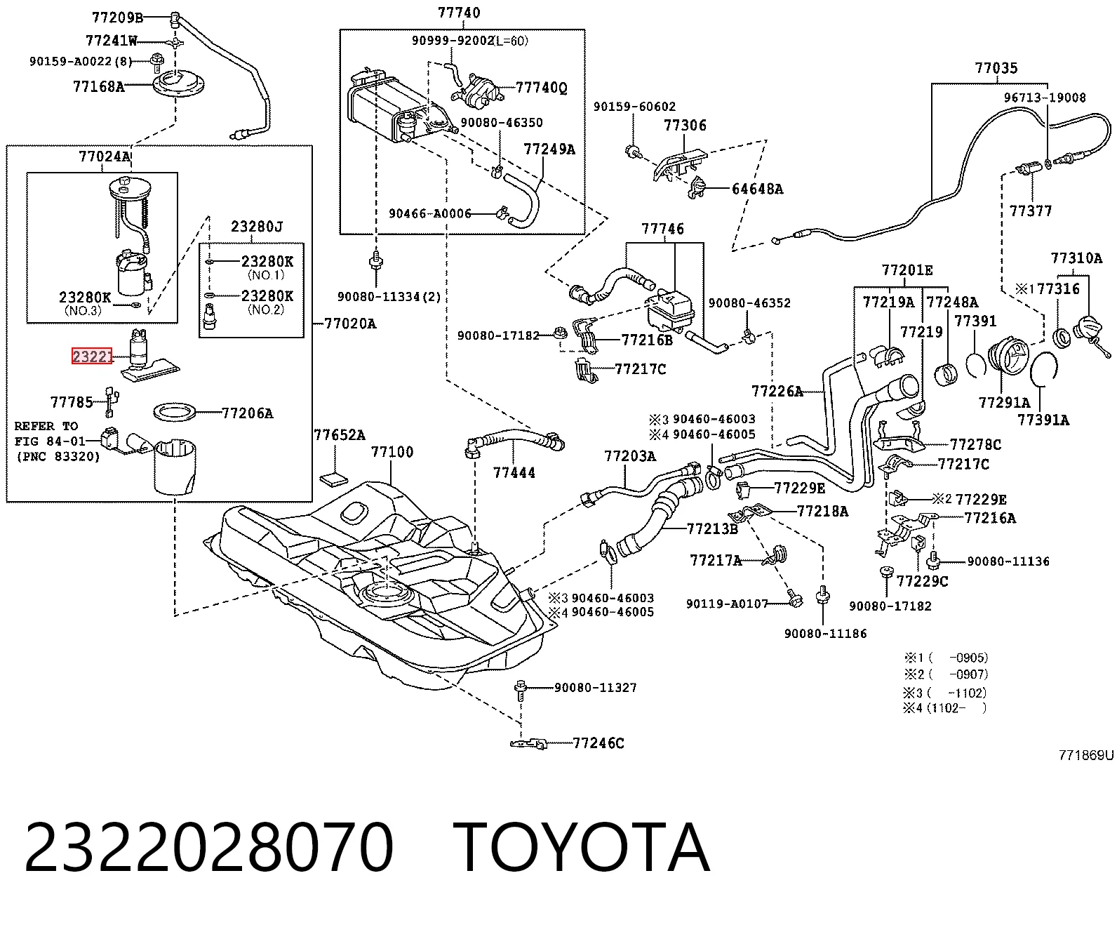 2322028070 Toyota Elemento de turbina da bomba de combustível