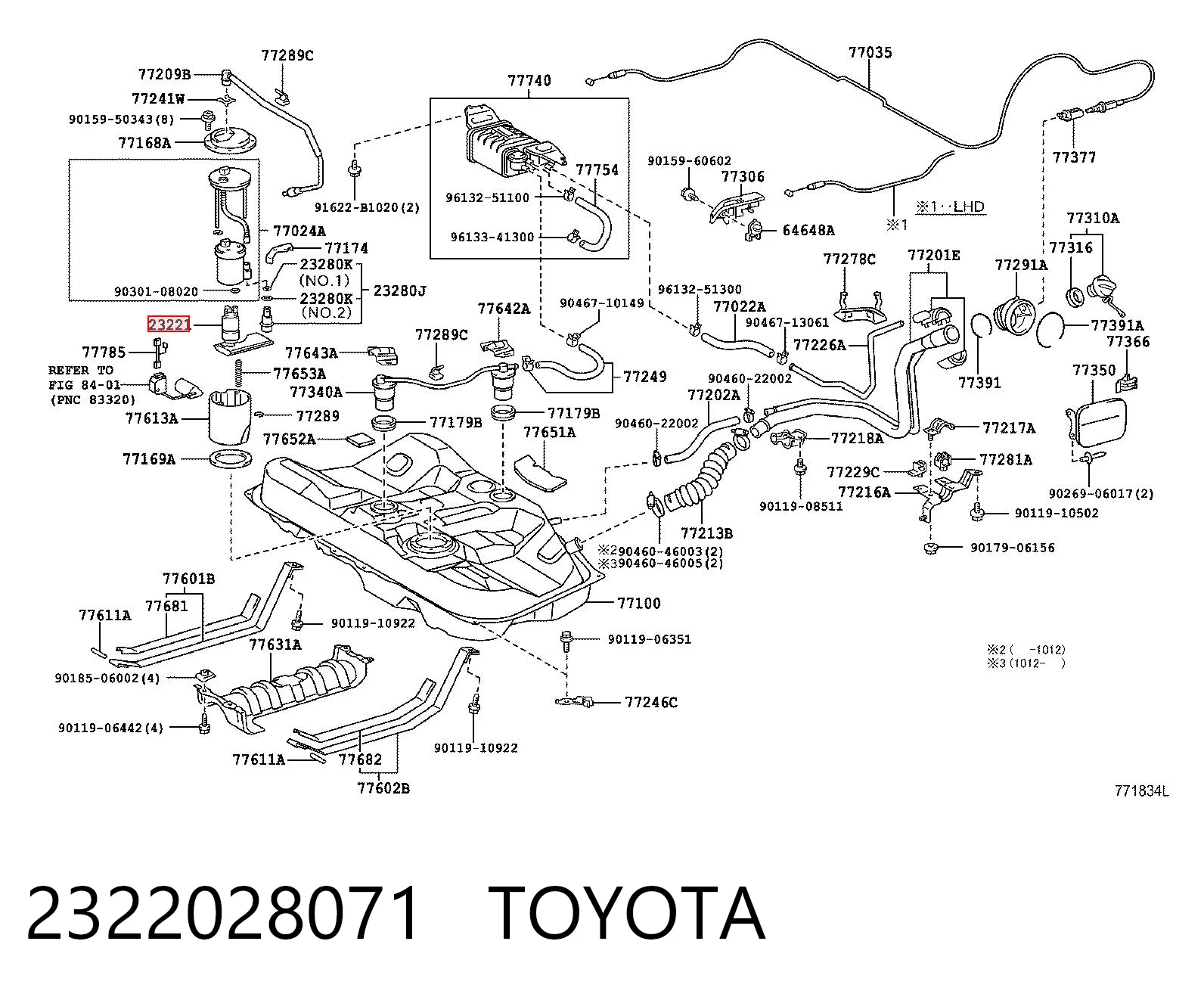 2322028071 Toyota Elemento de turbina da bomba de combustível