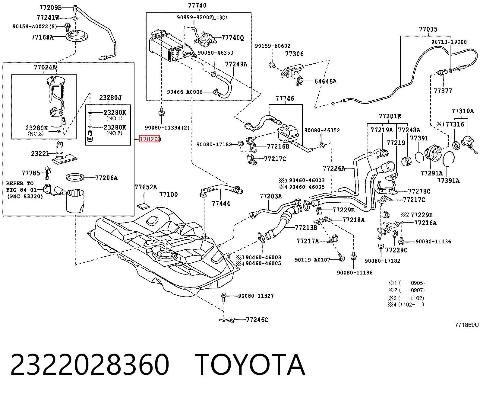 2322028360 Toyota Elemento de turbina da bomba de combustível