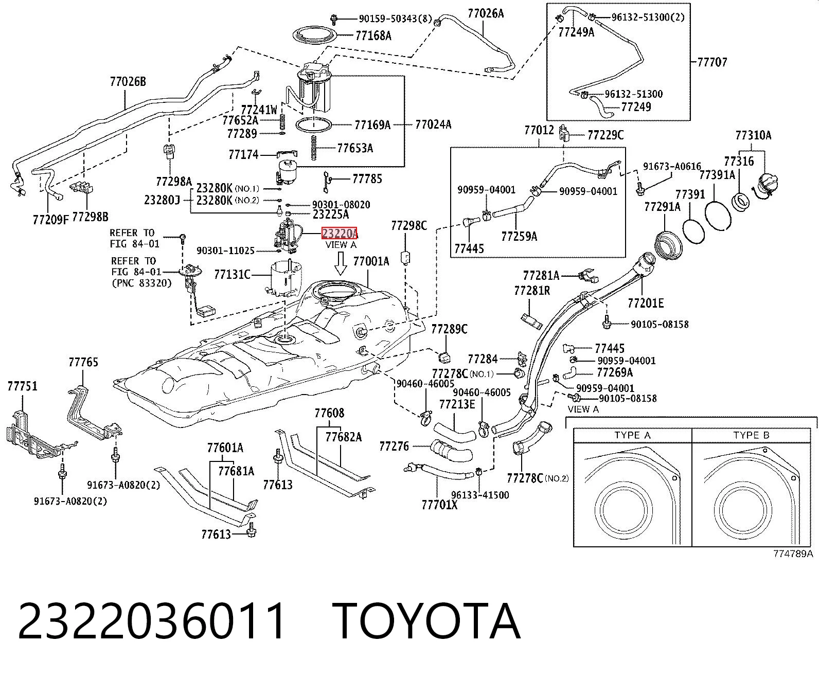 2322036011 Toyota Elemento de turbina da bomba de combustível