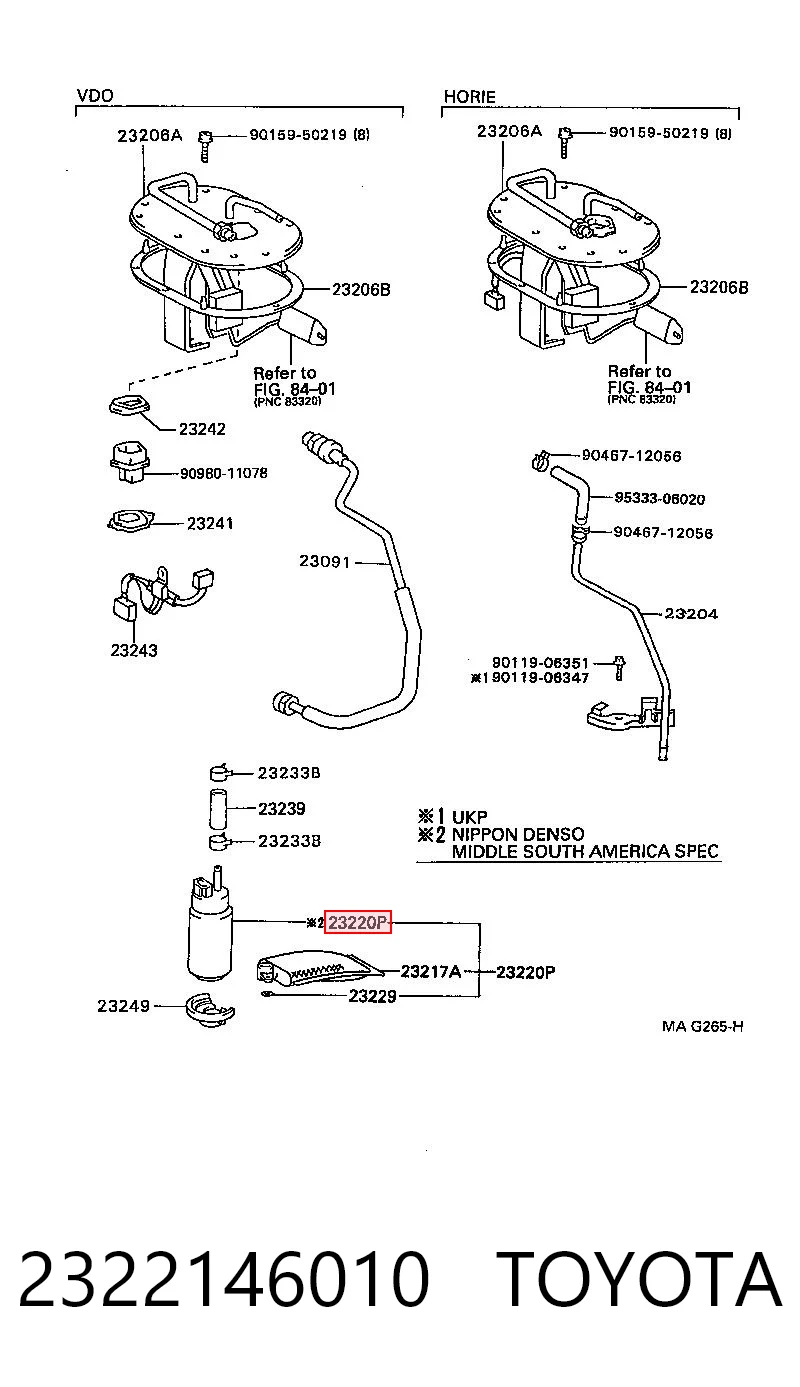 2322146010 Toyota Elemento de turbina da bomba de combustível