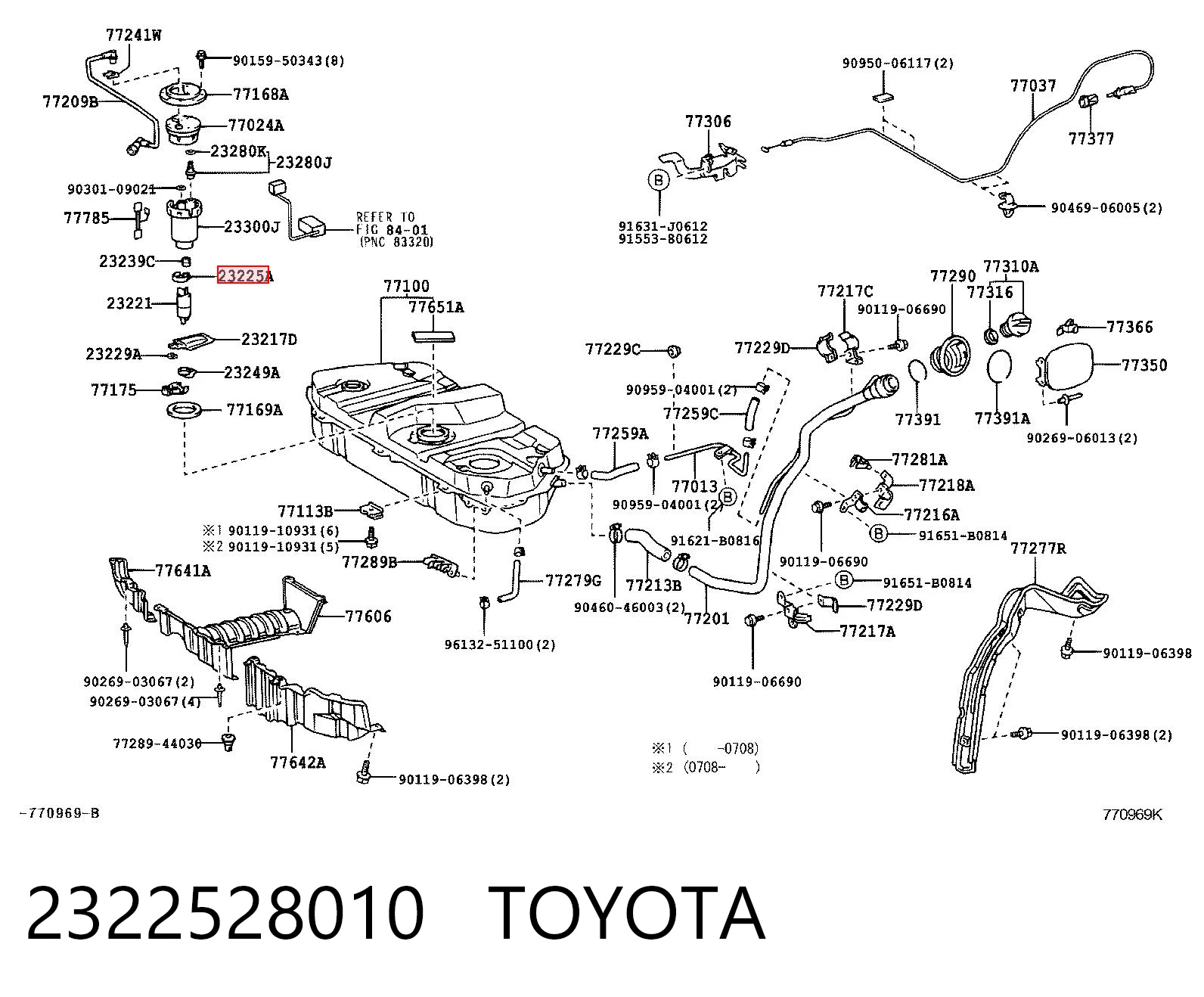 2322528010 Toyota Vedante de sensor do nível de combustível/da bomba de combustível (tanque de combustível)