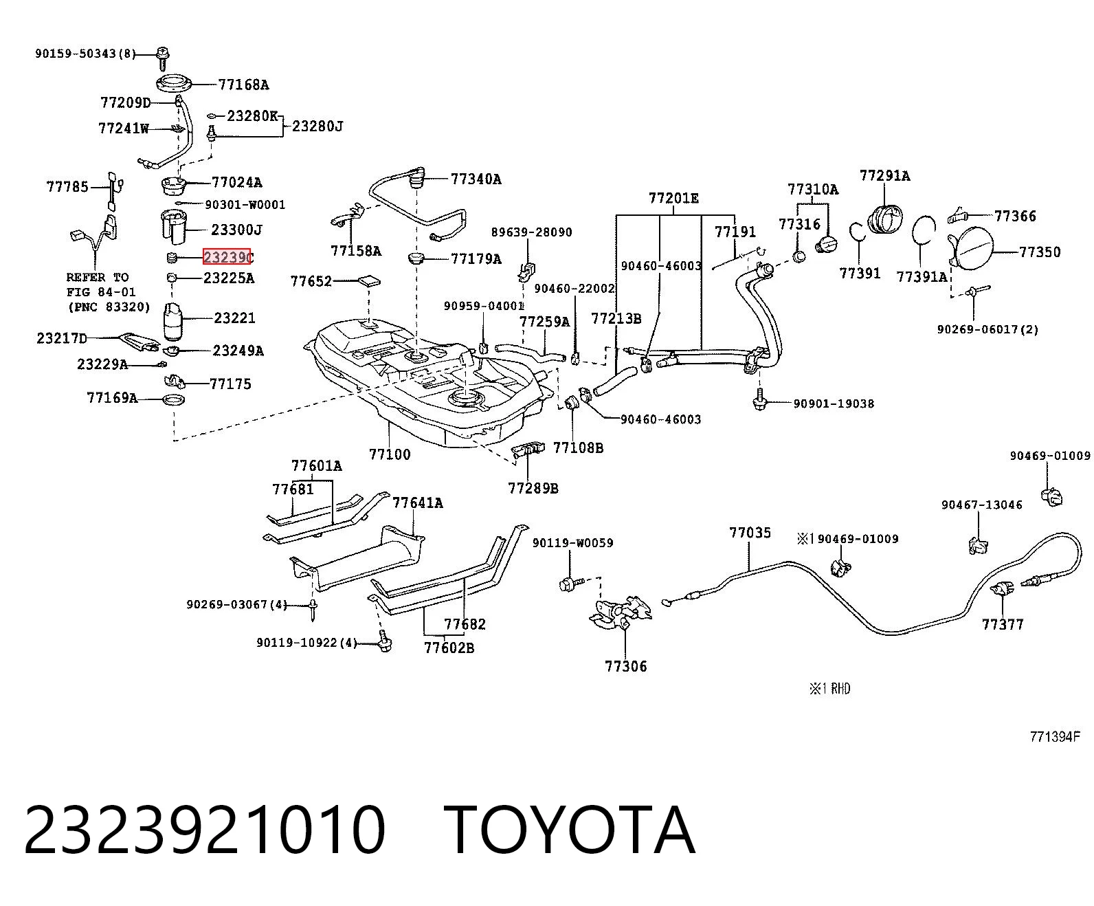 2323921010 Toyota Tubo de combustível, inverso desde os injetores