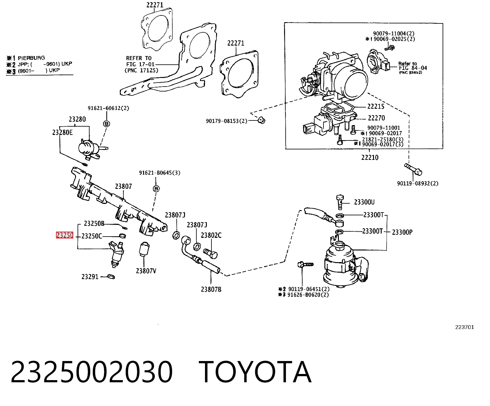 2325002030 Toyota Injetor de injeção de combustível