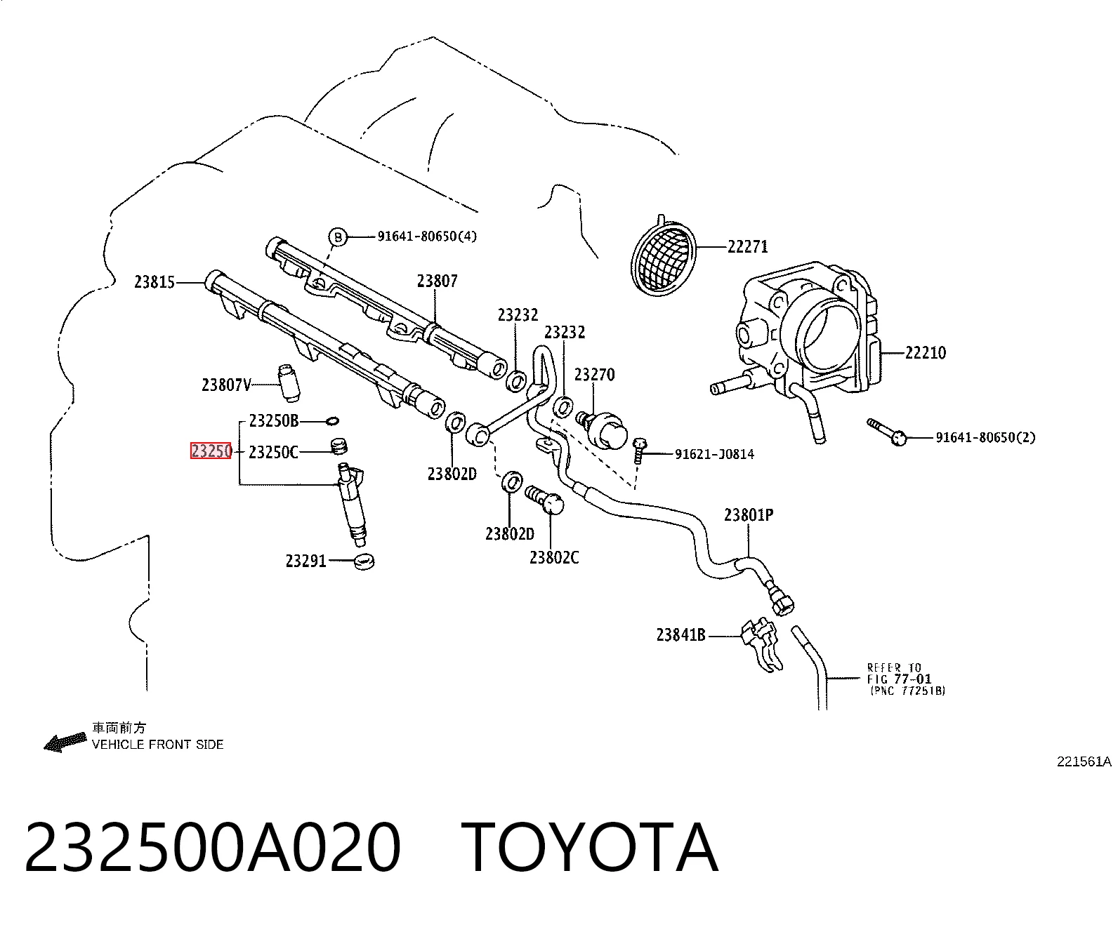 232500A020 Toyota Injetor de injeção de combustível