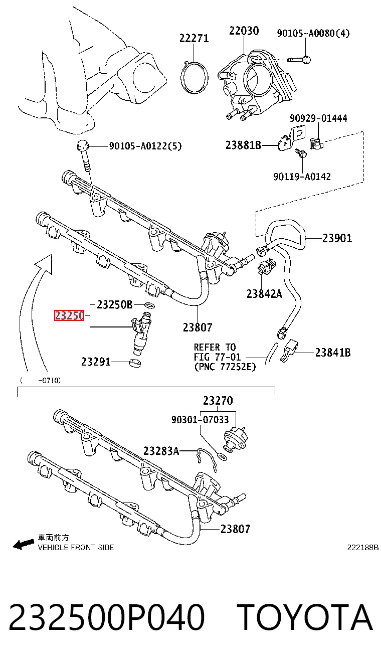 232500P040 Toyota Injetor de injeção de combustível