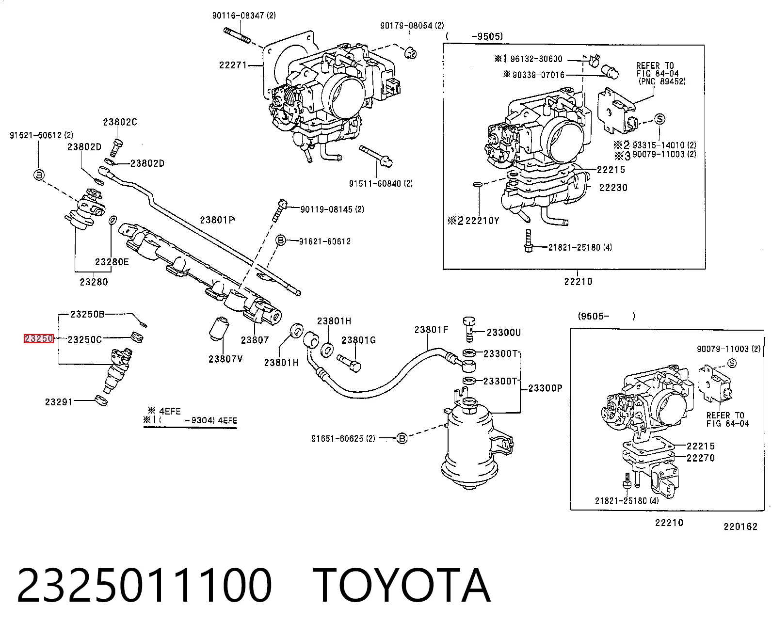 2325011100 Toyota Injetor de injeção de combustível
