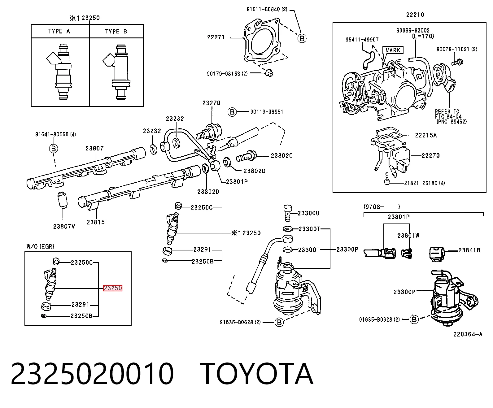 2325020010 Toyota Injetor de injeção de combustível