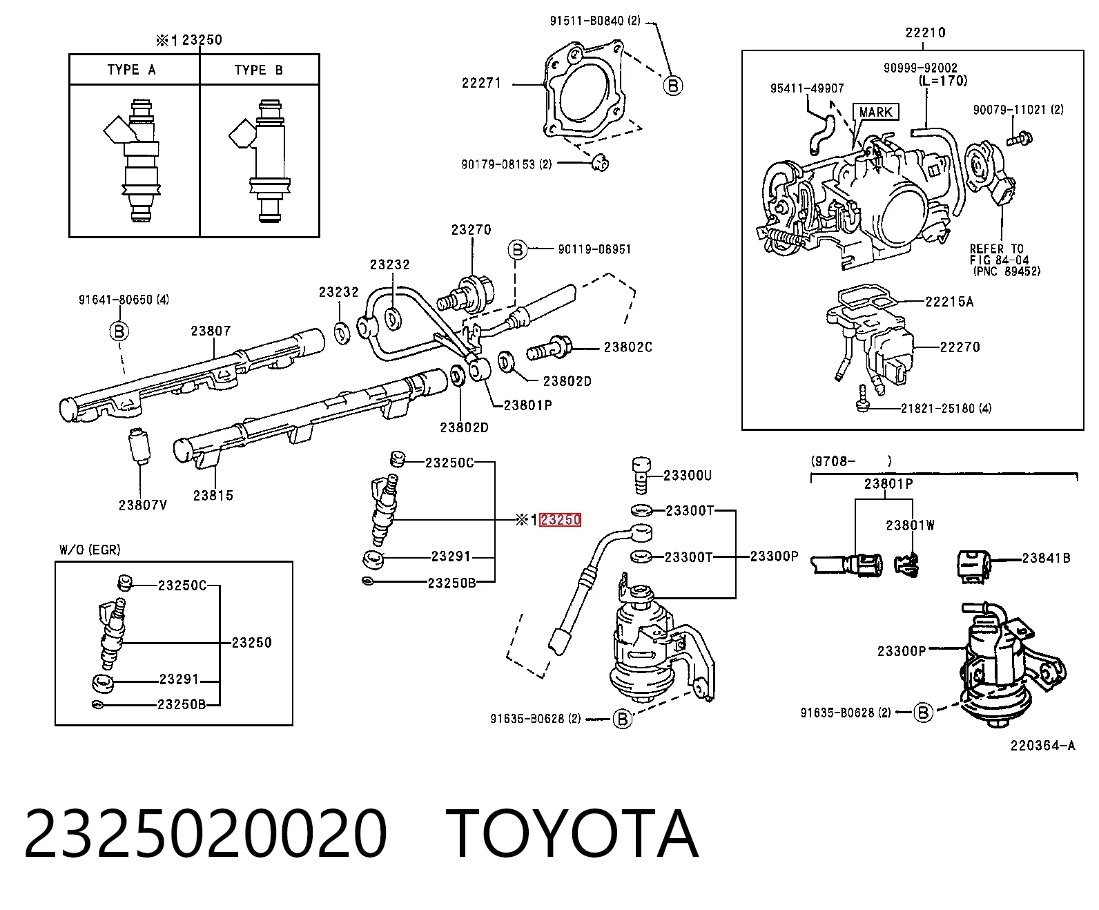 2325020020 Toyota Injetor de injeção de combustível