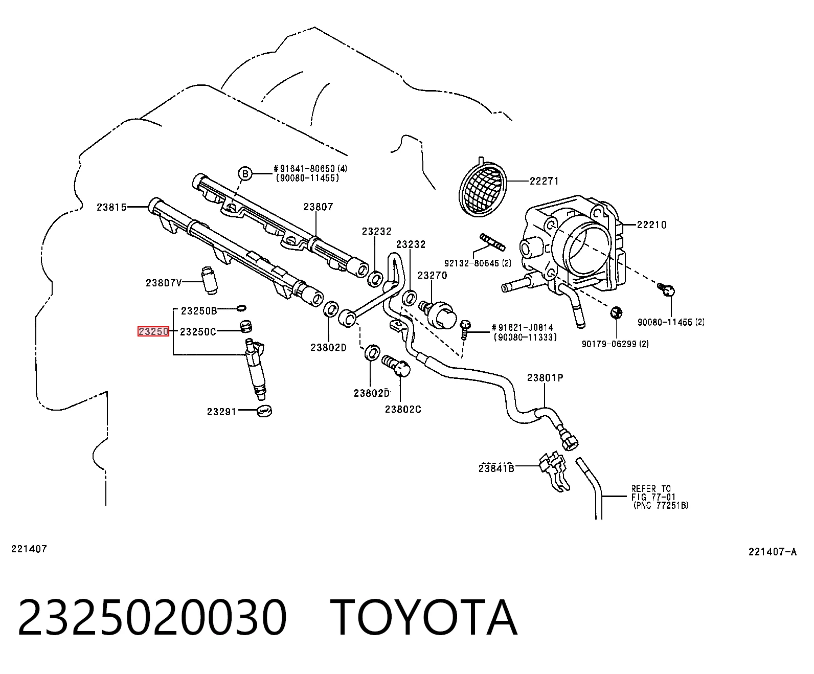 2325020030 Toyota Injetor de injeção de combustível
