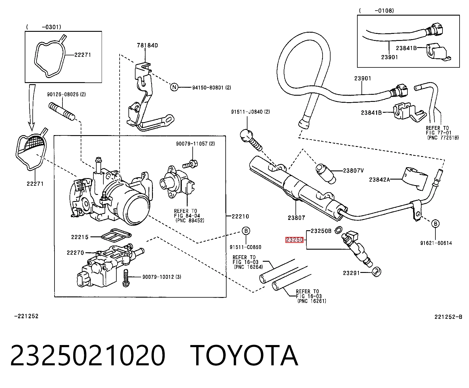 2325021020 Toyota Injetor de injeção de combustível