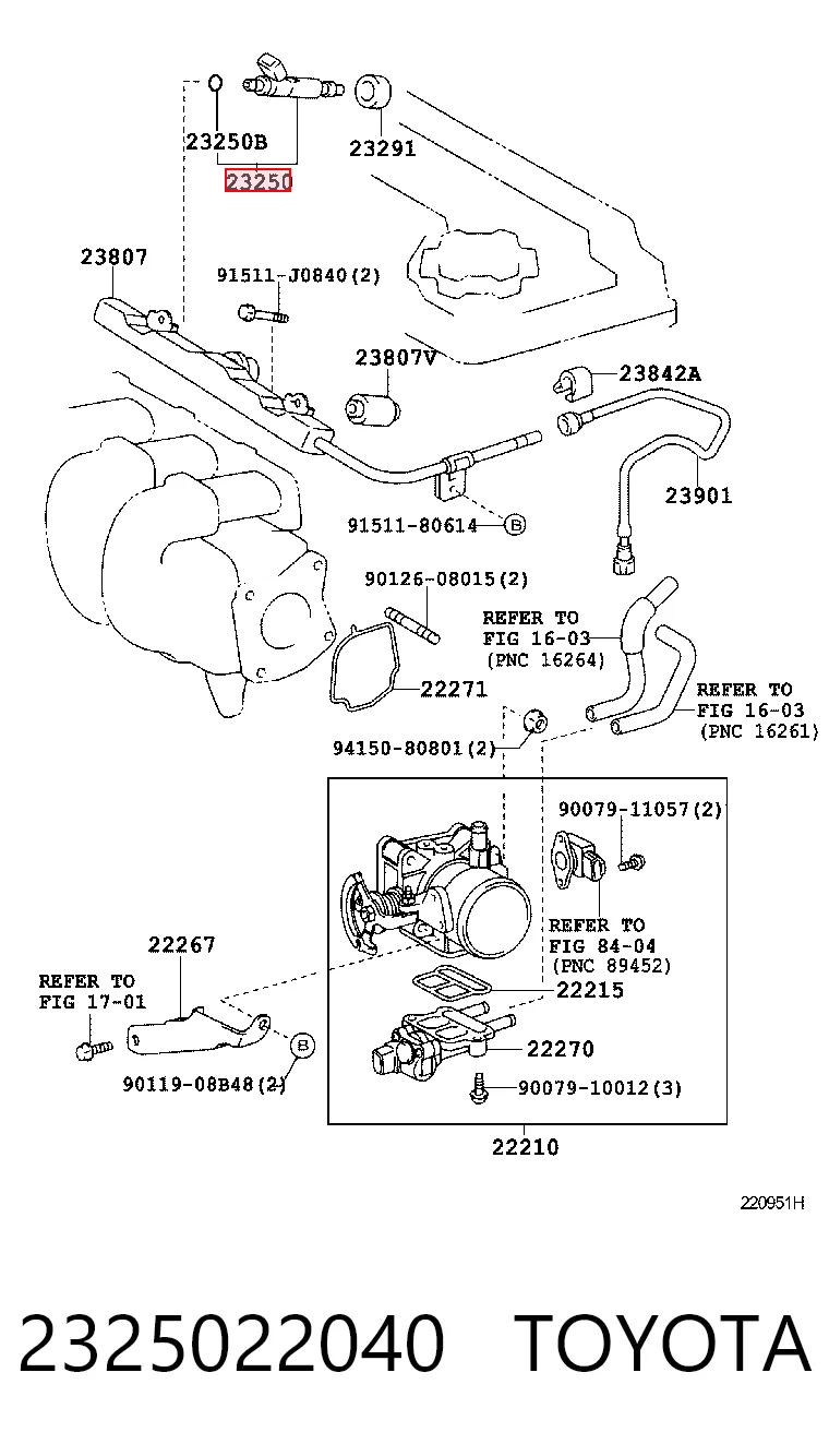 2325022040 Toyota Injetor de injeção de combustível