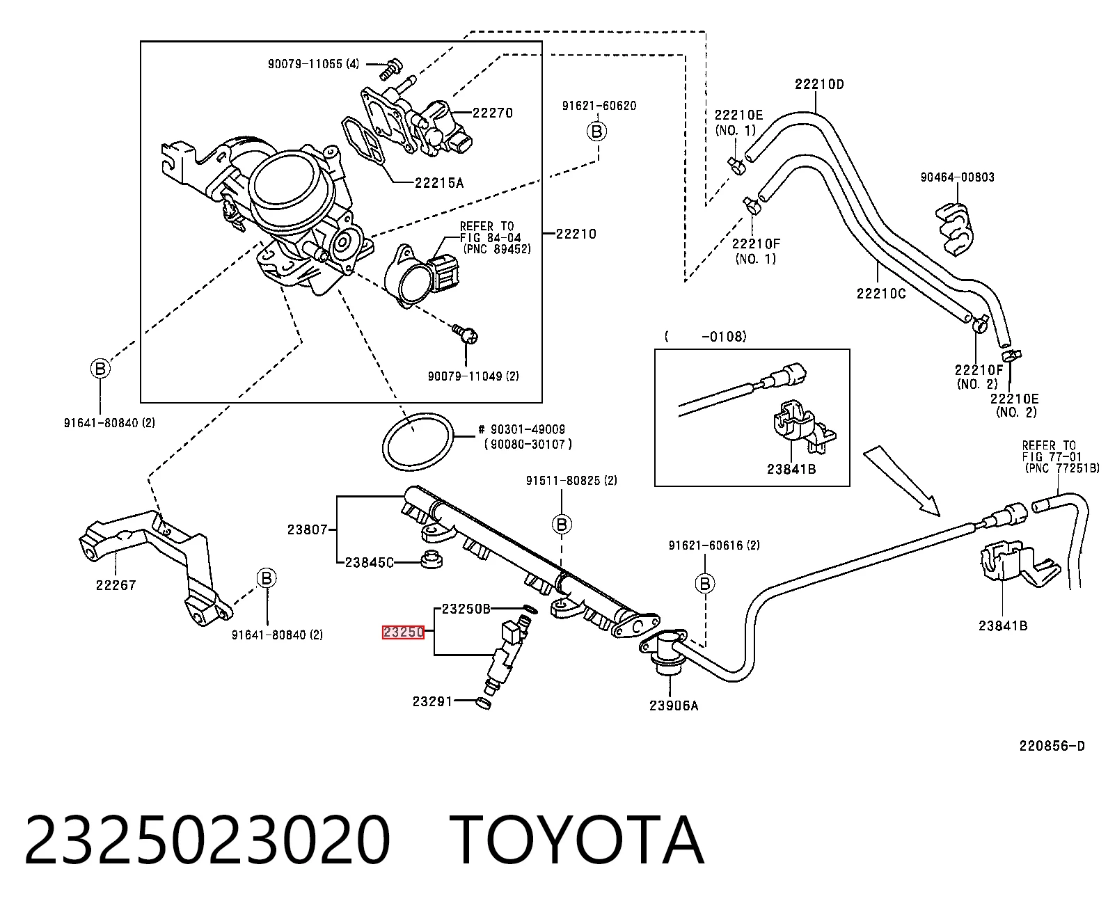 2325023020 Toyota Injetor de injeção de combustível
