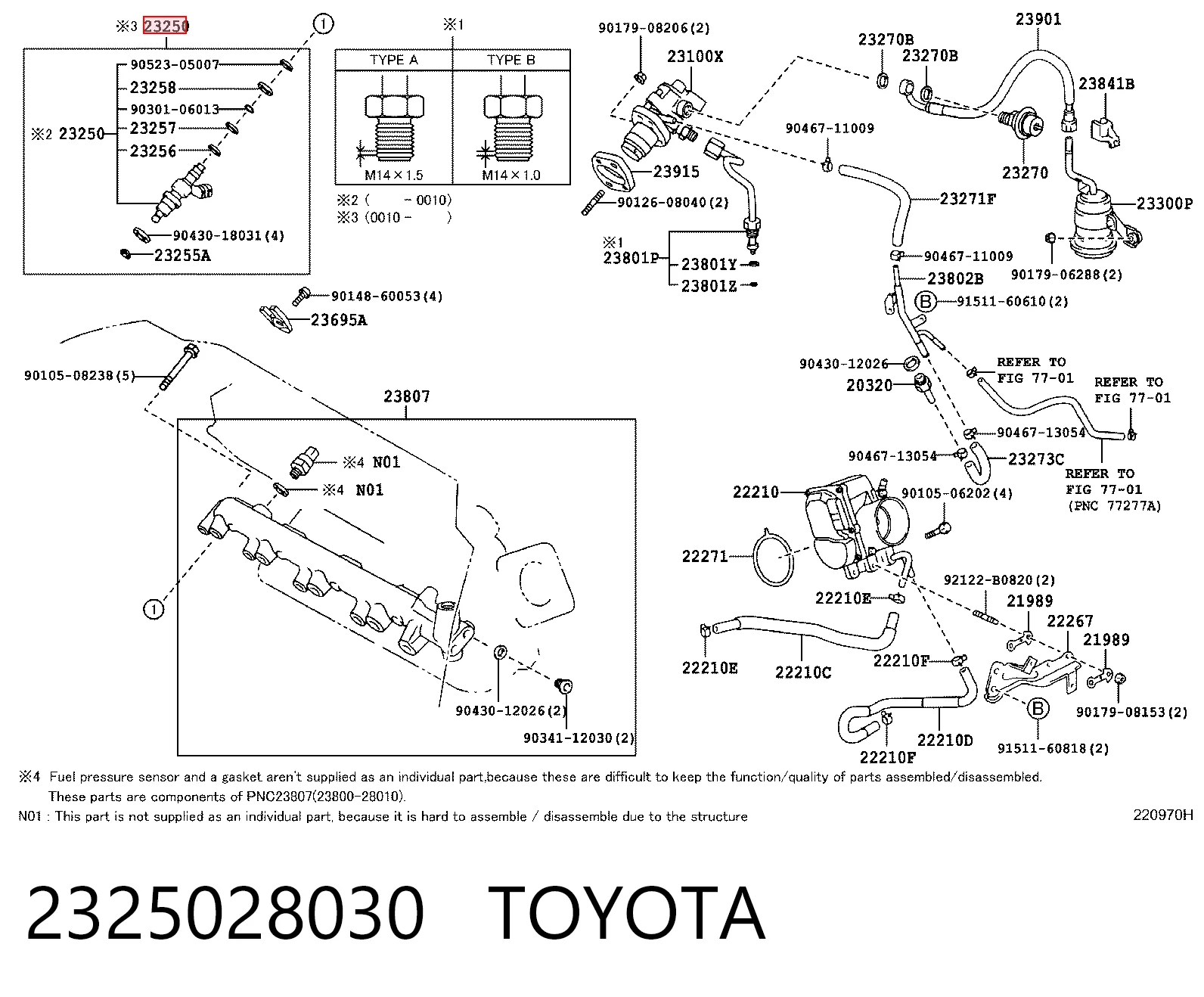 2325028030 Toyota Injetor de injeção de combustível