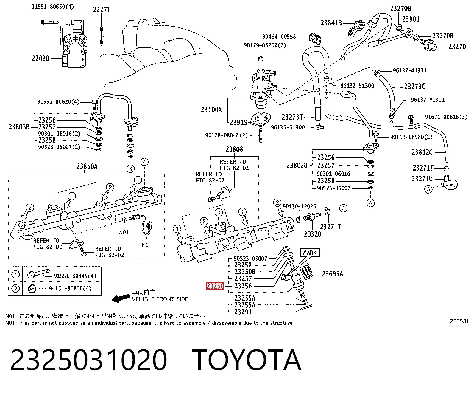 2325031020 Toyota Injetor de injeção de combustível