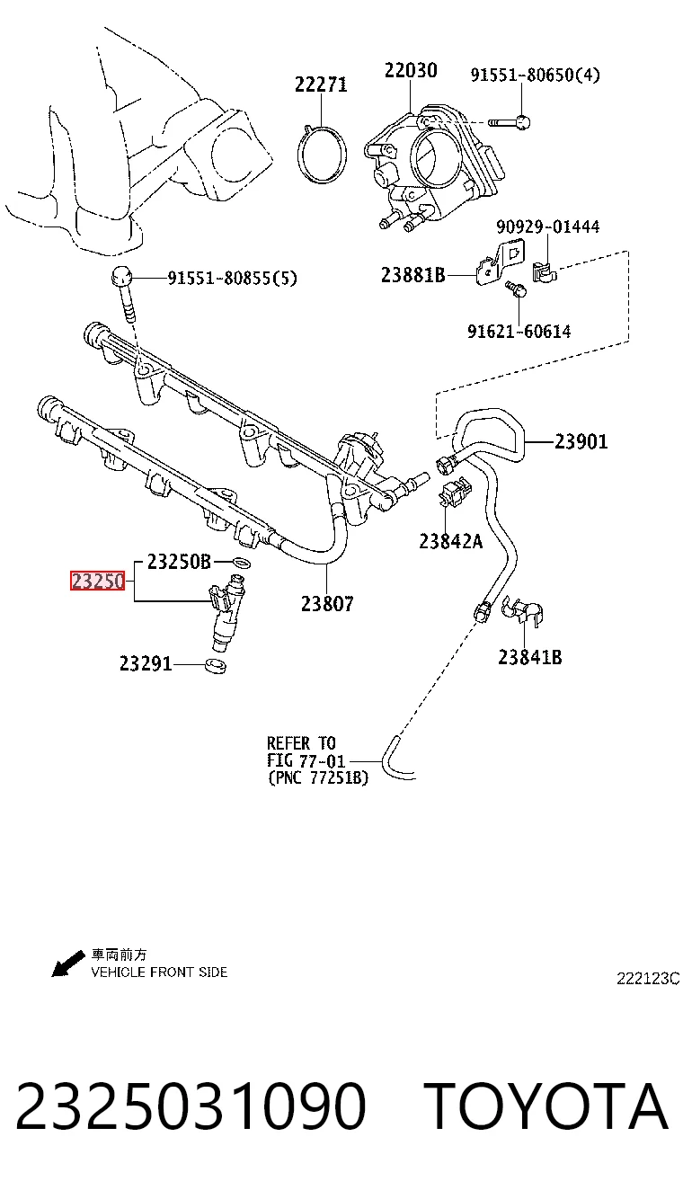 2325031090 Toyota Injetor de injeção de combustível