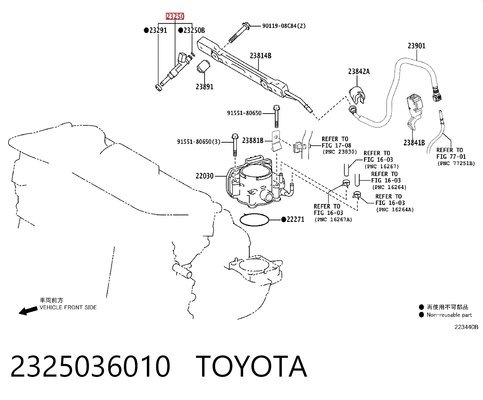 2325036010 Toyota Injetor de injeção de combustível