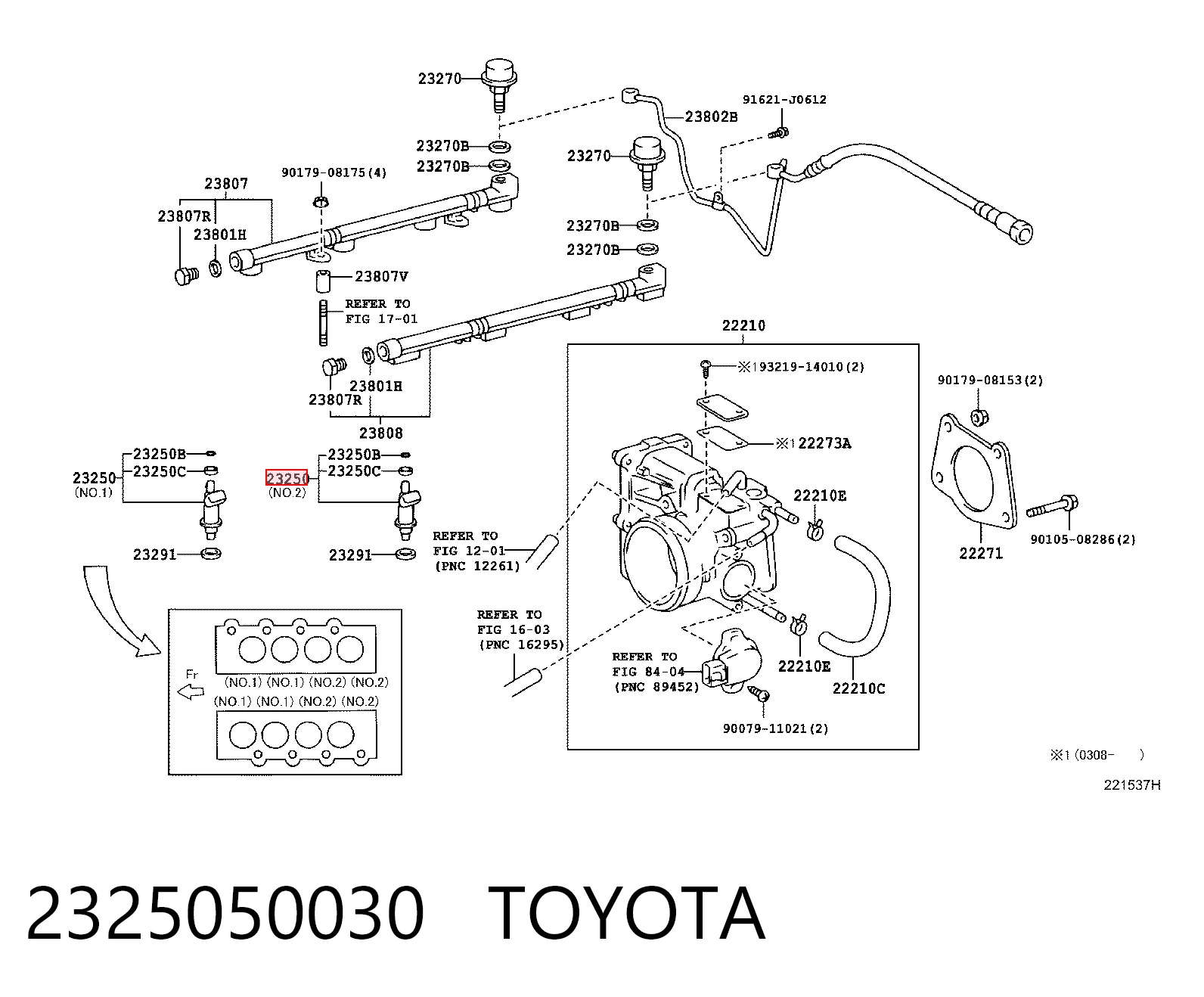 2325050030 Toyota Injetor de injeção de combustível