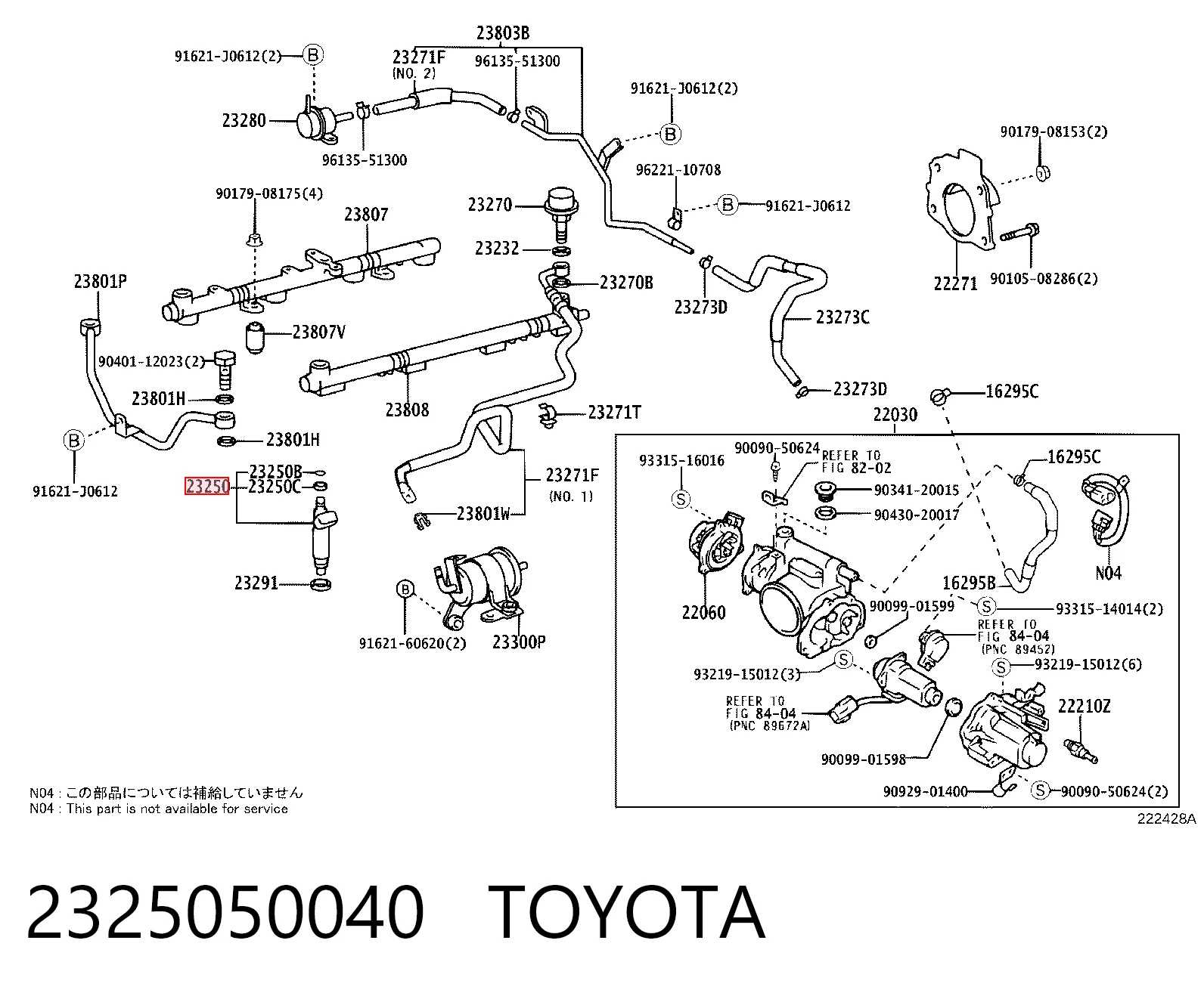 2325050040 Toyota Injetor de injeção de combustível