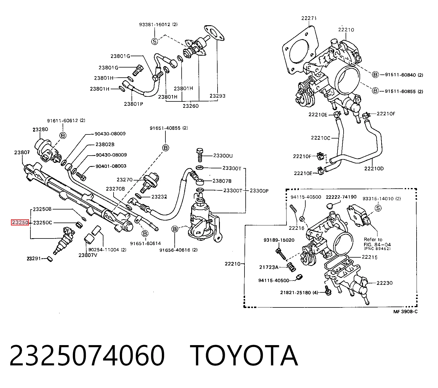Injetor de injeção de combustível Toyota Camry II V2