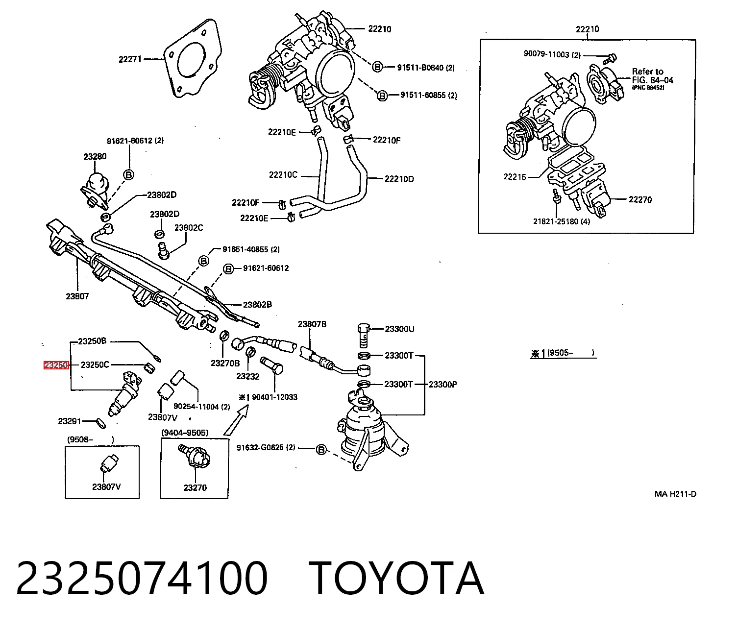 2325074100 Toyota Injetor de injeção de combustível