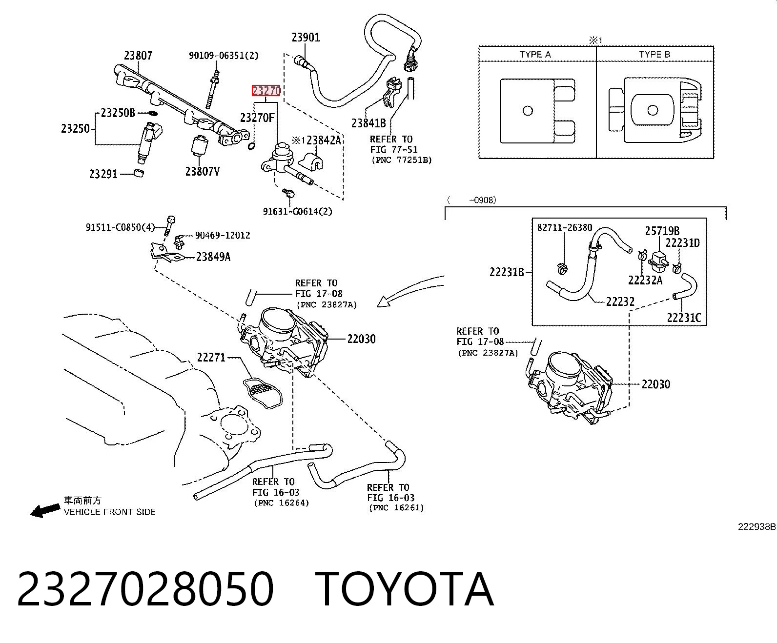 2327028050 Toyota Regulador de pressão de combustível na régua de injectores
