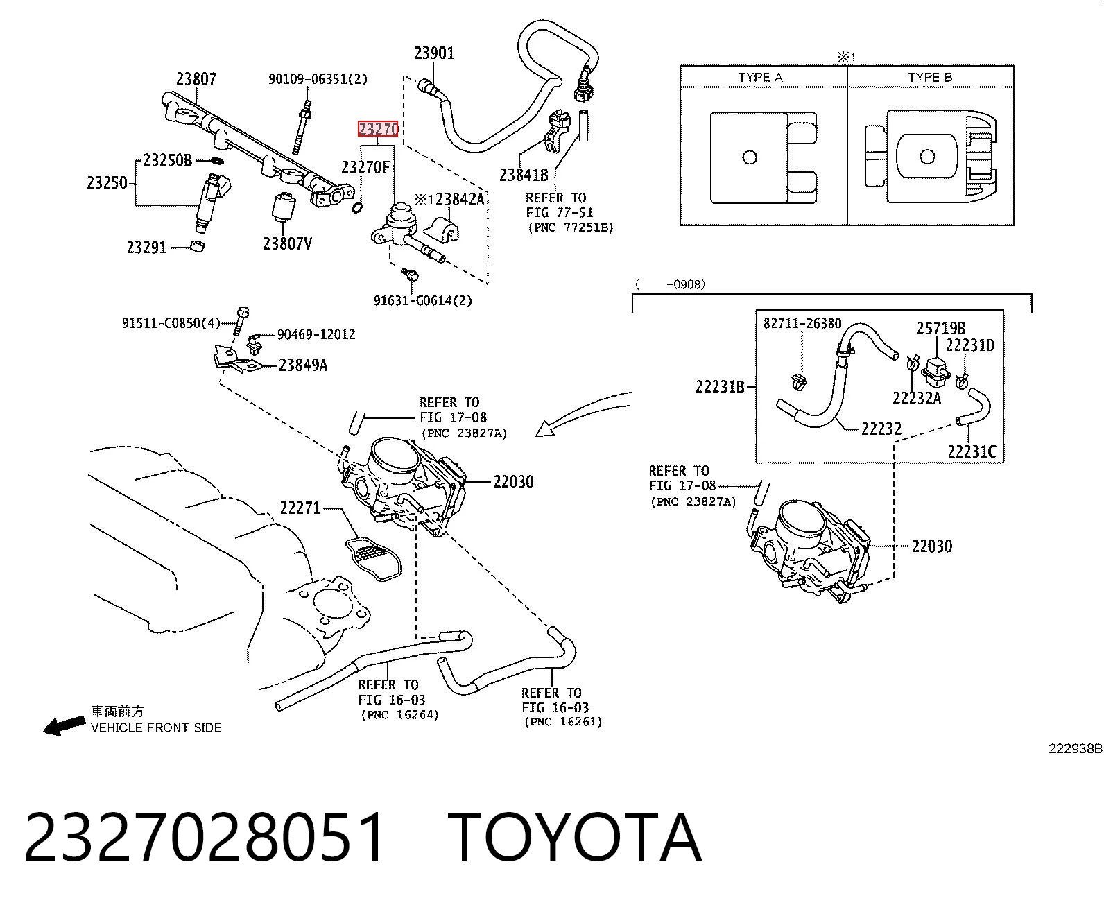 2327028051 Toyota Regulador de pressão de combustível na régua de injectores